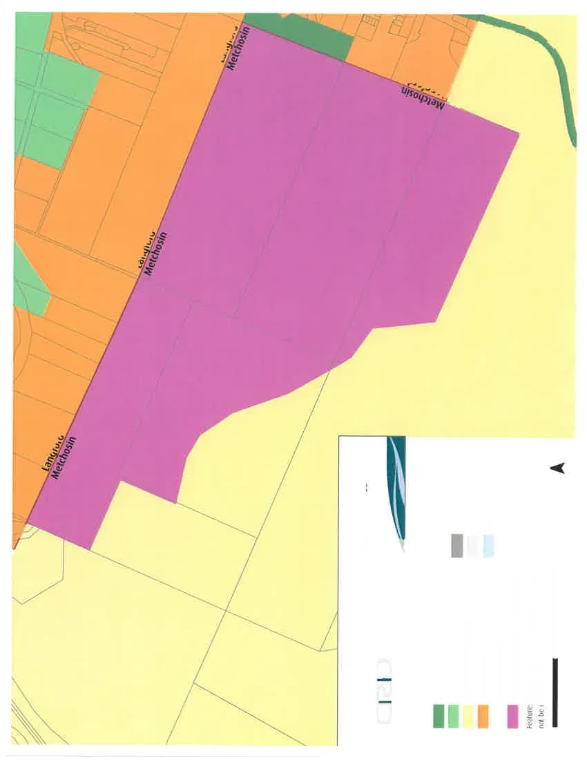 Detailed map showing the Municipal Boundary Adjustment area between Langford and Metchosin, featuring various land use policy areas.