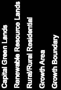 Text labels from the legend for Policy Areas: Capital Green Lands, Renewable Resource Lands, Rural/Rural Residential, Growth Area, and Growth Boundary.