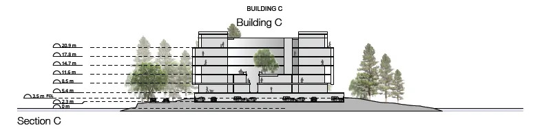 Architectural cross-section Section C of Building C