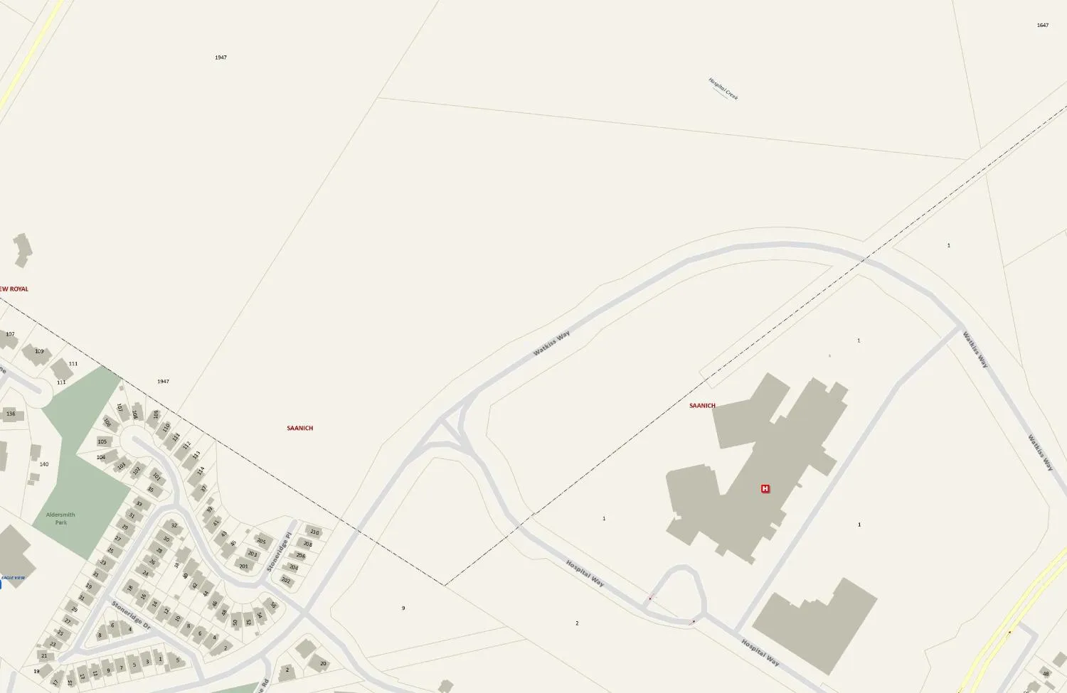 Regional Community Atlas map showing Watkiss Way Park boundaries for Option 1