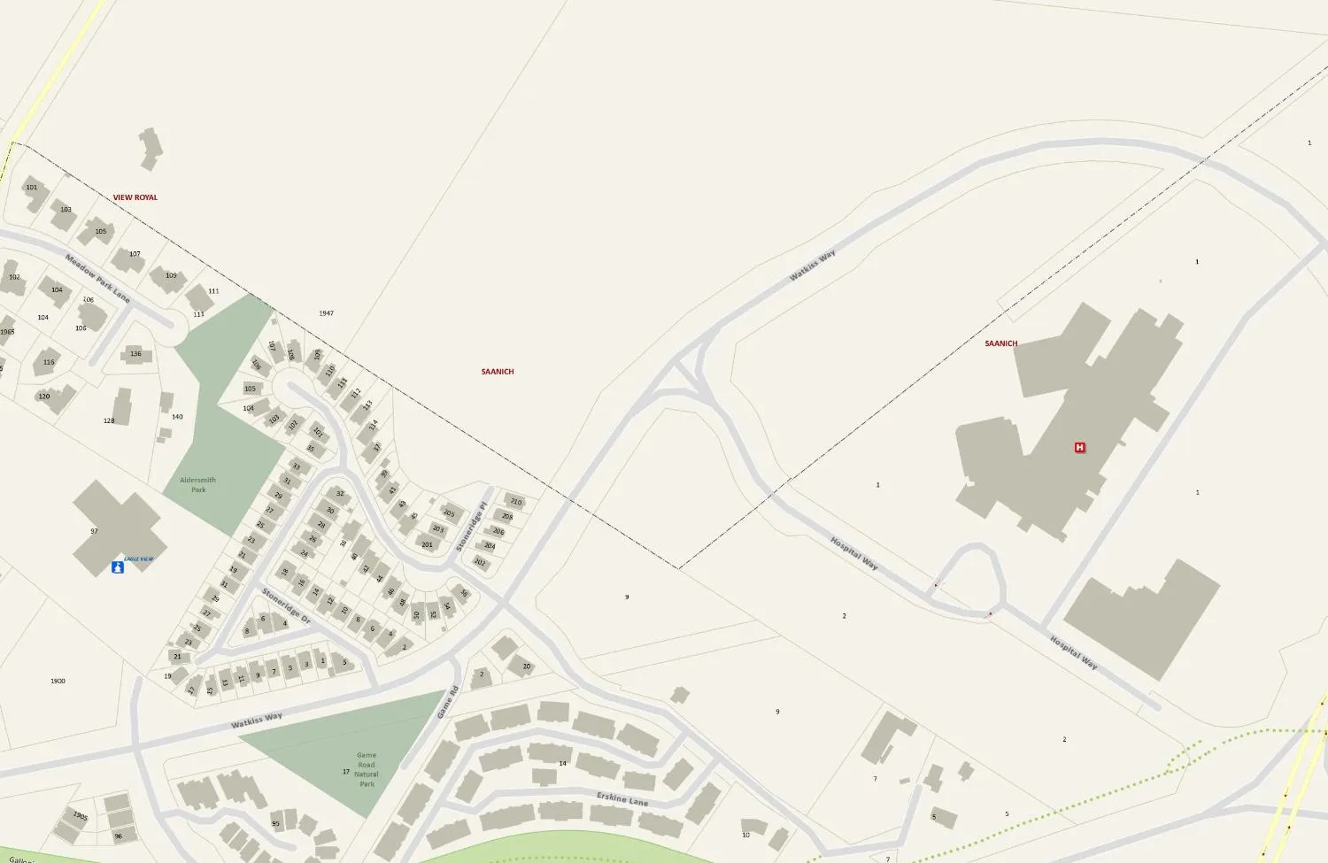 Map showing proposed boundary adjustment for Watkiss Way Park