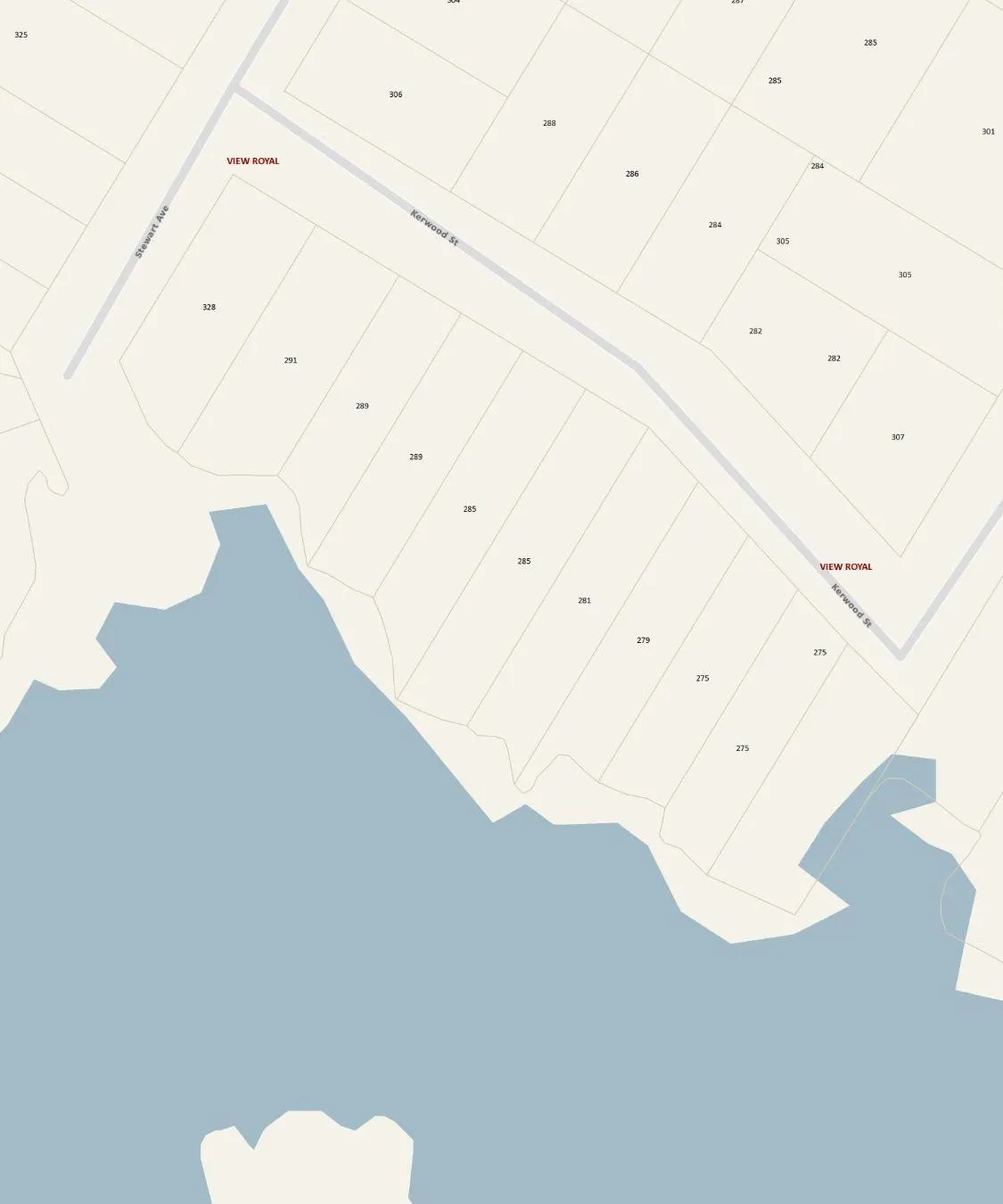 Subject Property Map - 283 Kerwood St showing parcel boundaries and numbers