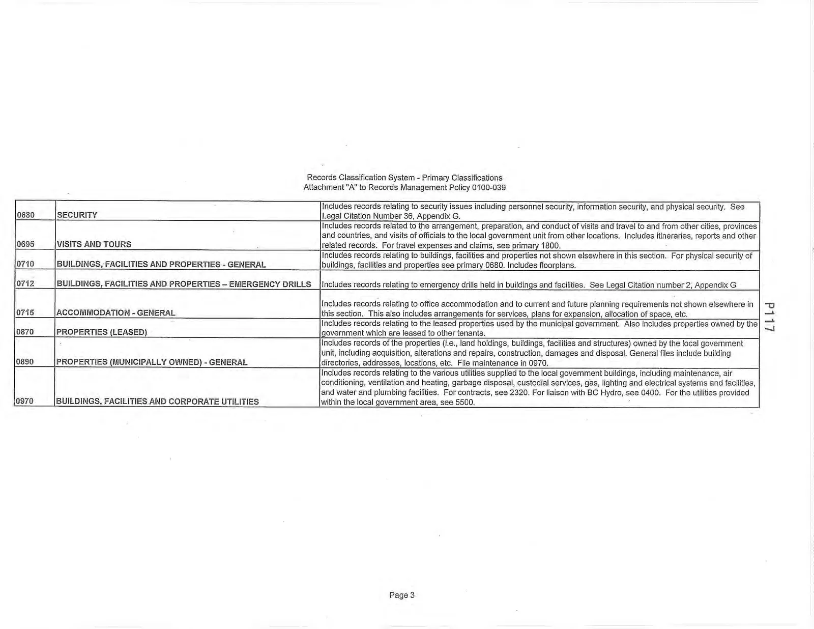 Records Classification System - Primary Classifications Page 3