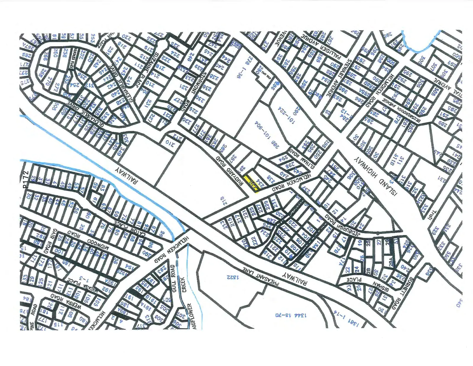 Property map of the Helmcken Road area with lot 230 highlighted.