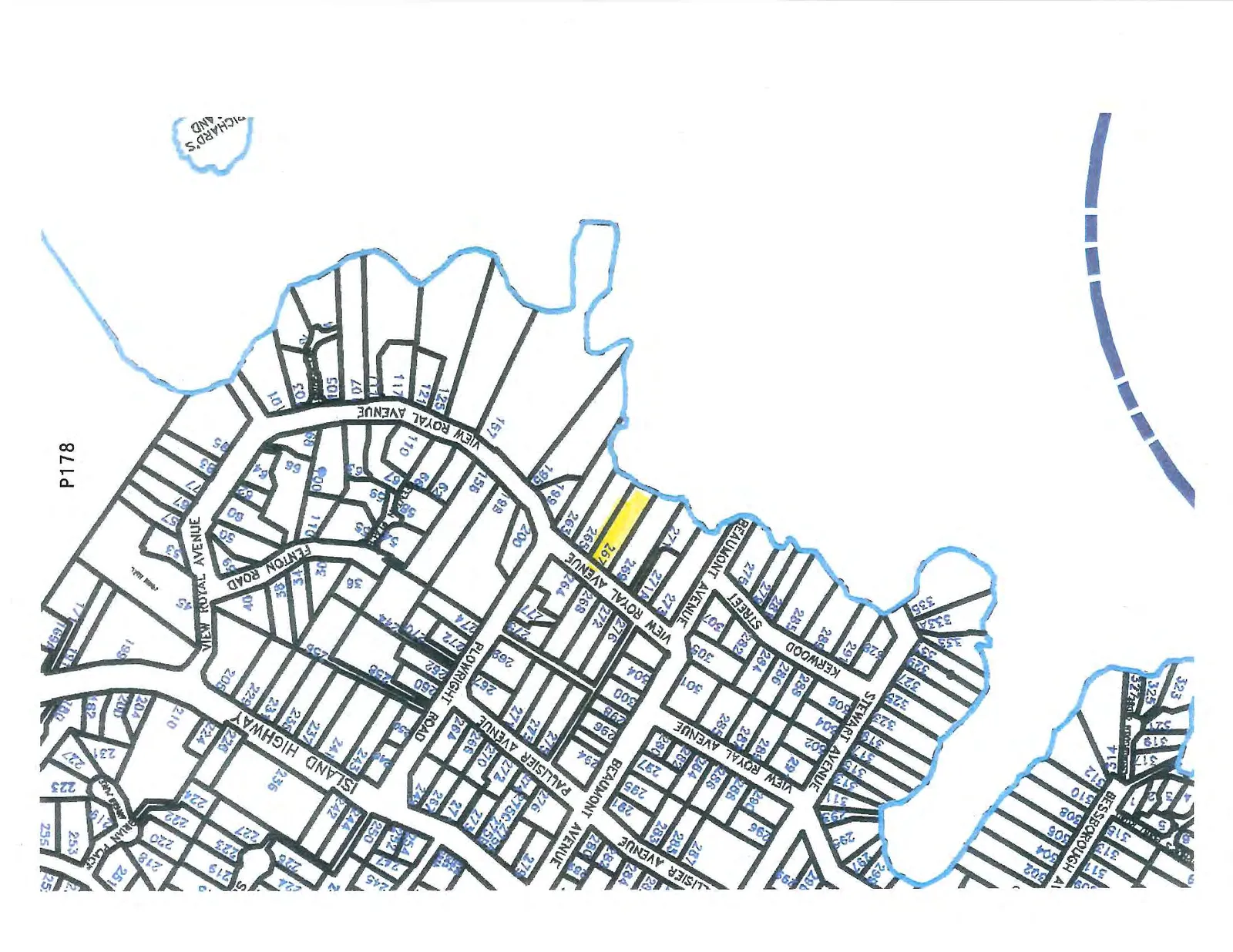 Property map of View Royal Avenue and Beaumont Avenue area with lot 267 highlighted.
