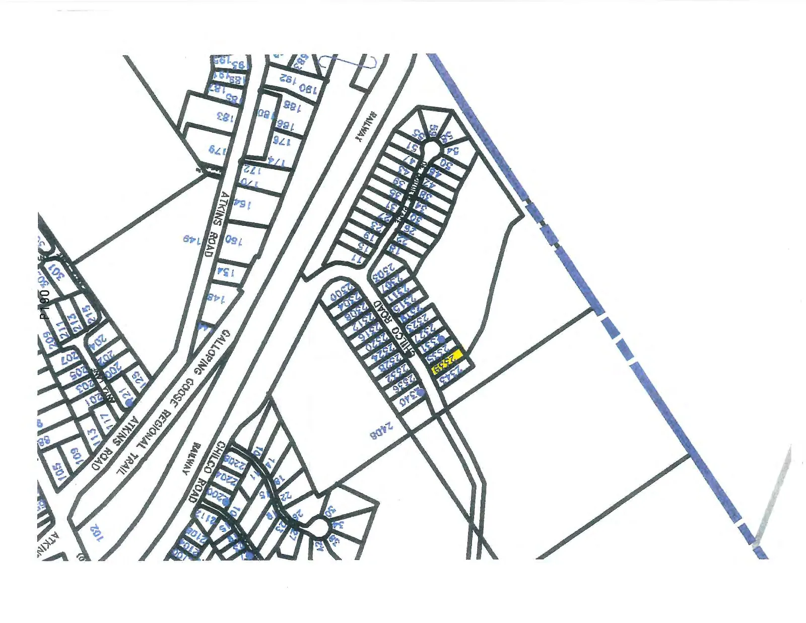 Property map of the Chilco Road area with lot 2339 highlighted.
