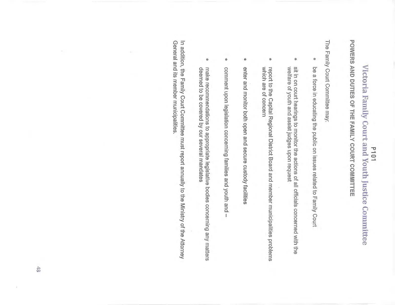 Page 1 of the document detailing the powers and duties of the Victoria Family Court and Youth Justice Committee