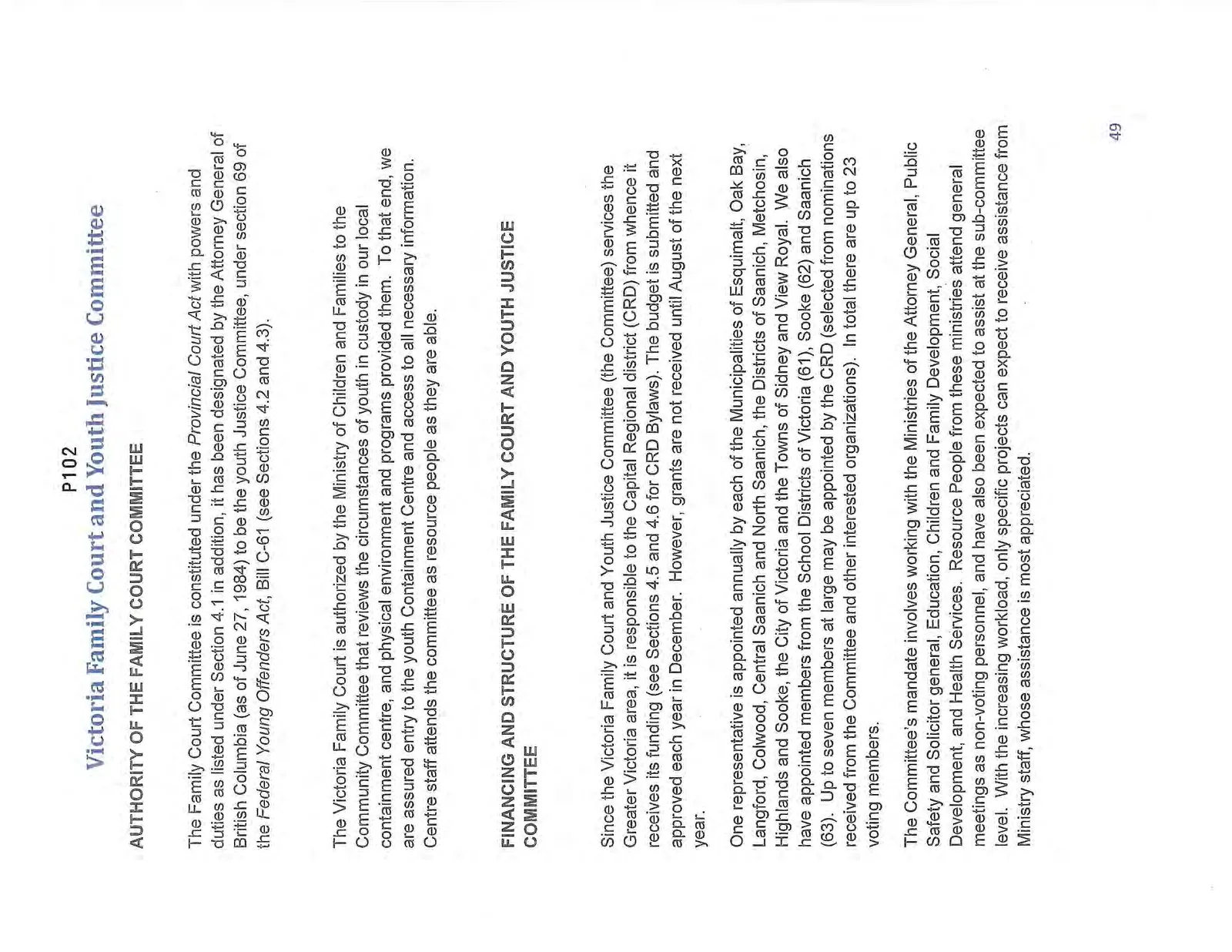 Page 2 of the document detailing the authority, financing, and structure of the Victoria Family Court and Youth Justice Committee