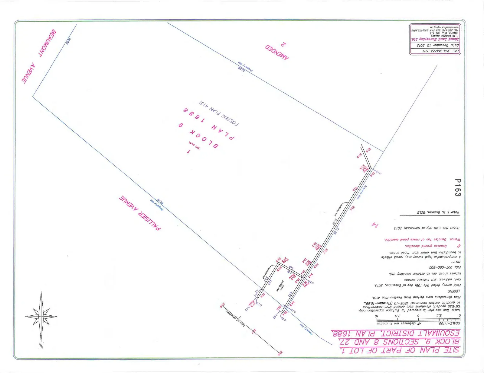 Annotated site plan showing detailed ground and fence top (TFence) elevations throughout the property.