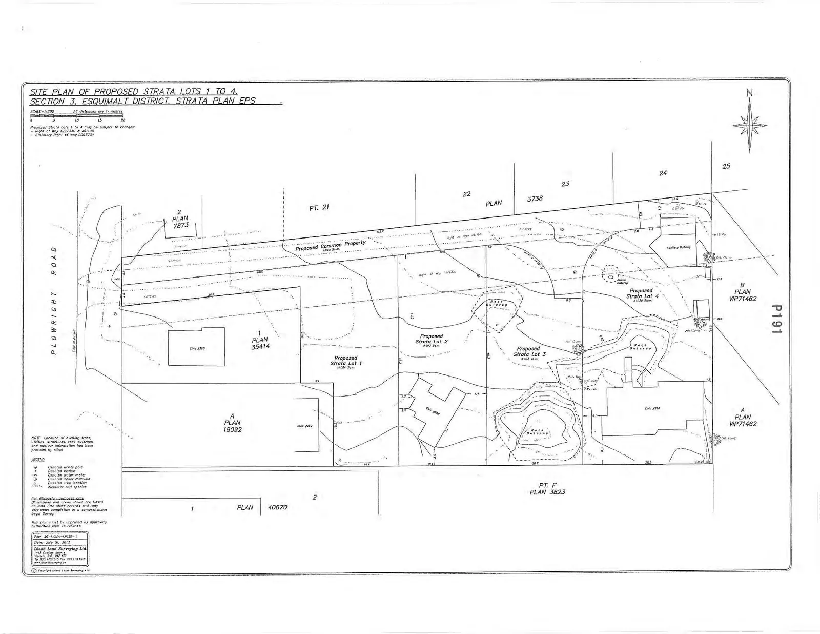 Site Plan of Proposed Strata Lots 1 to 4, Section 3, Esquimalt District, Strata Plan EPS