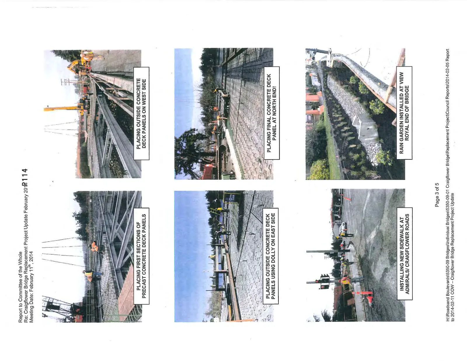Photo of placing first sections of precast concrete deck panels