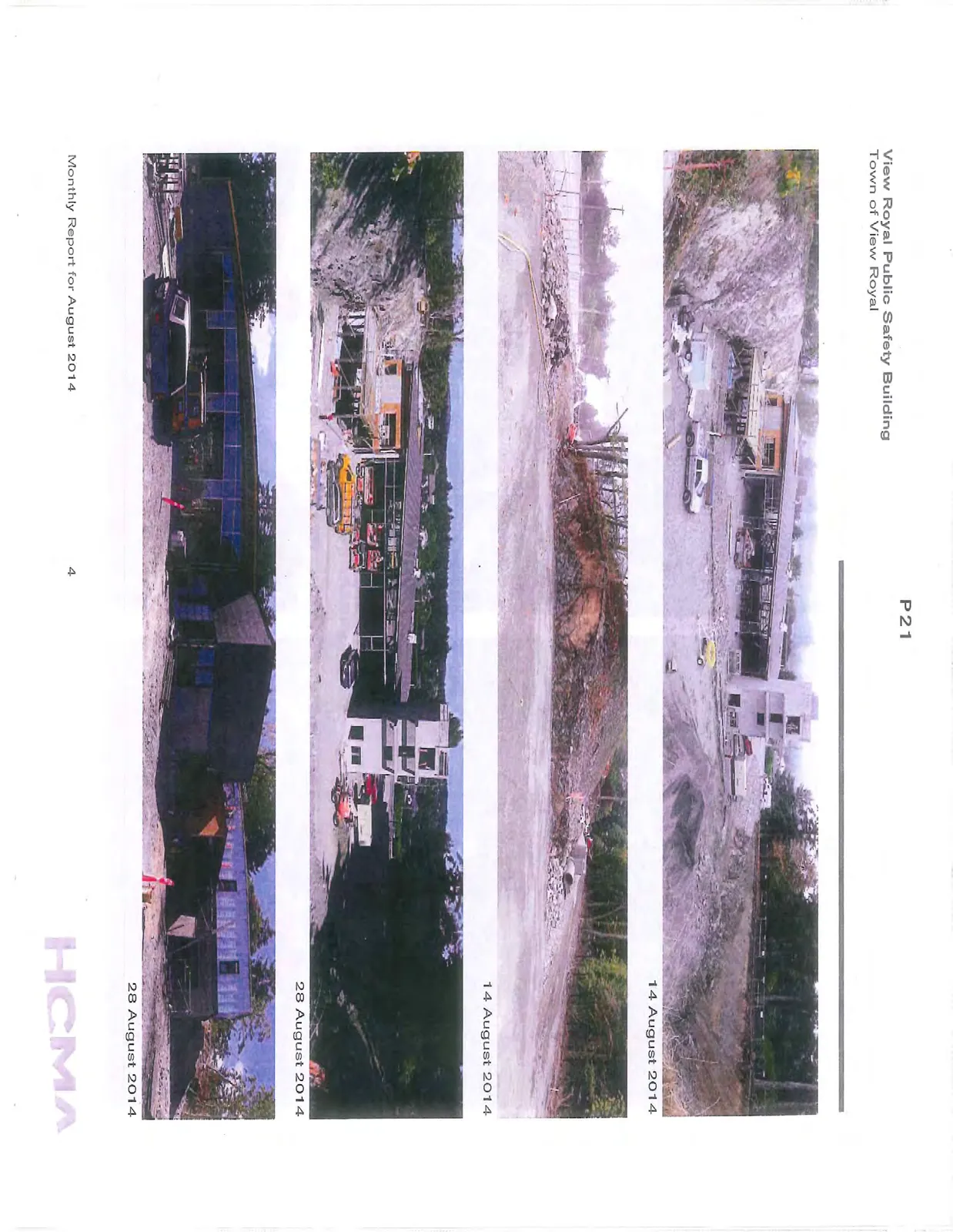 Top site overview photo showing the construction lot and building frame, dated 14 August 2014