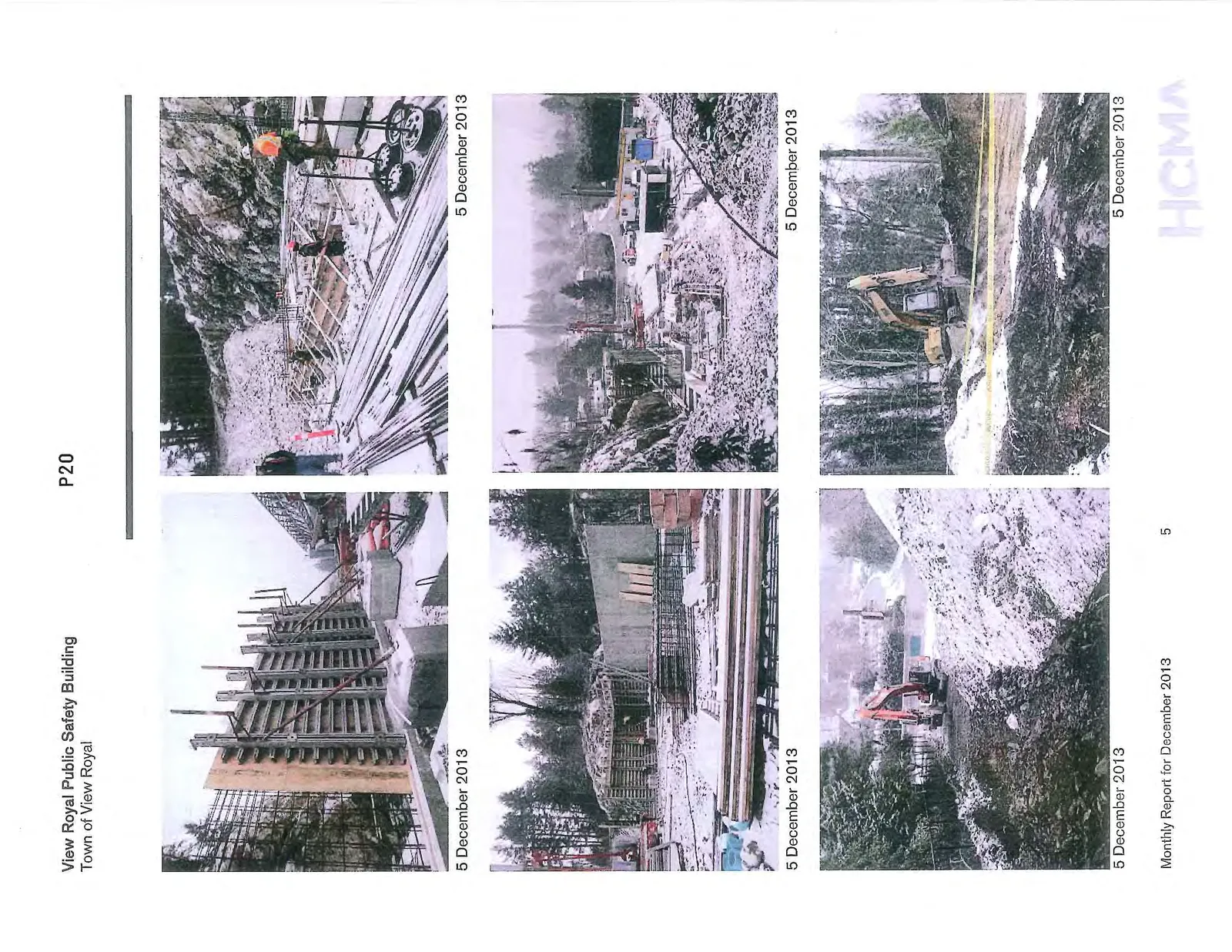 Close-up of vertical concrete wall formwork and reinforcement, dated 5 December 2013