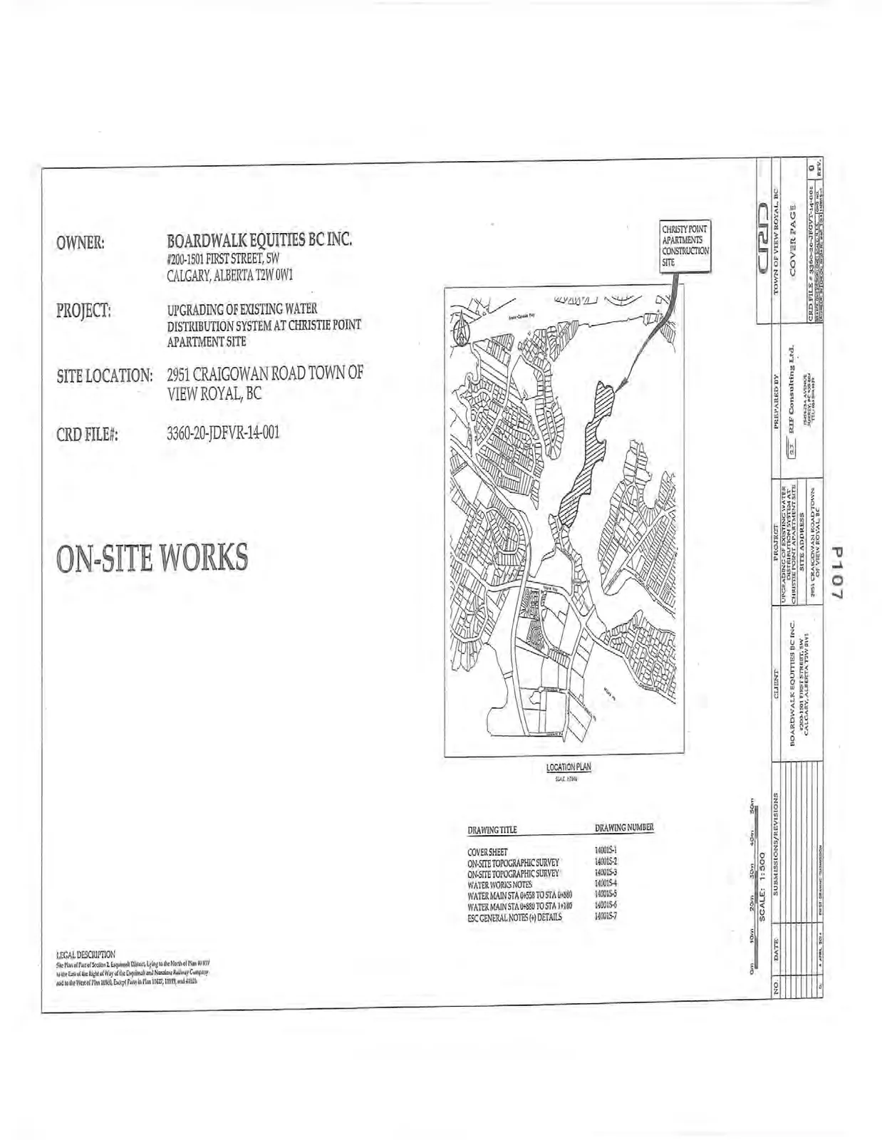 Location Plan showing the Christie Point Apartments construction site in the Town of View Royal, BC