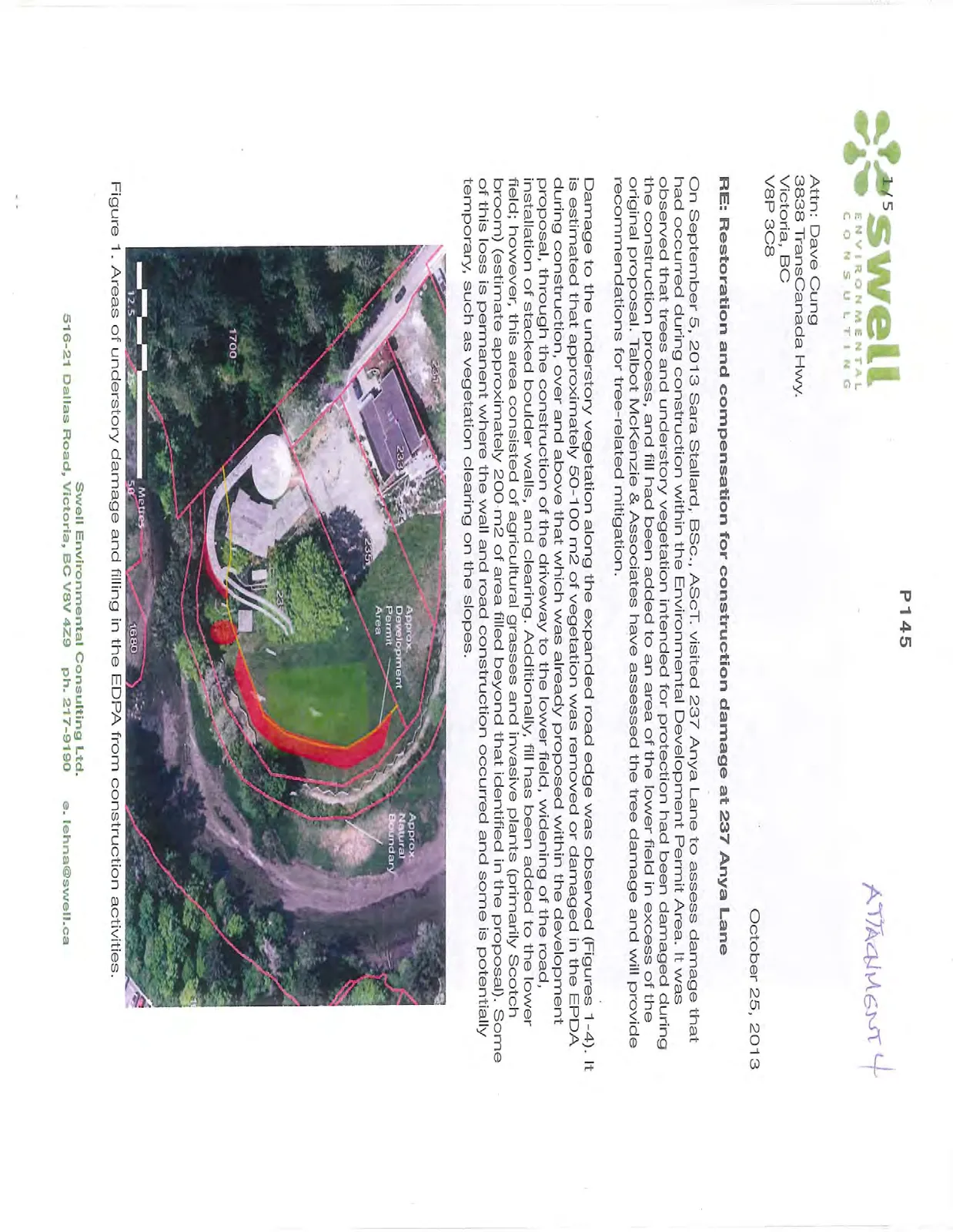 Figure 1. Areas of understory damage and filling in the EDPA from construction activities.