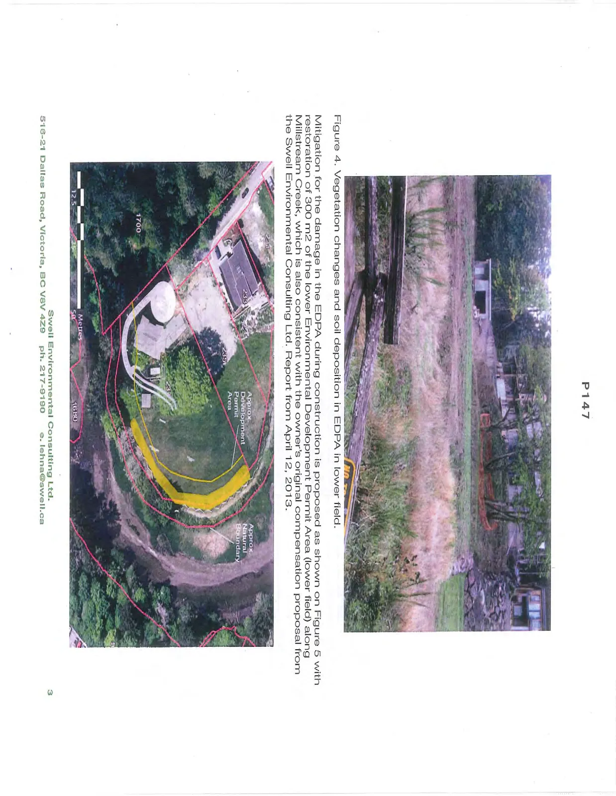 Figure 3. Vegetation lost in EDPA from rock wall installation for driveway.