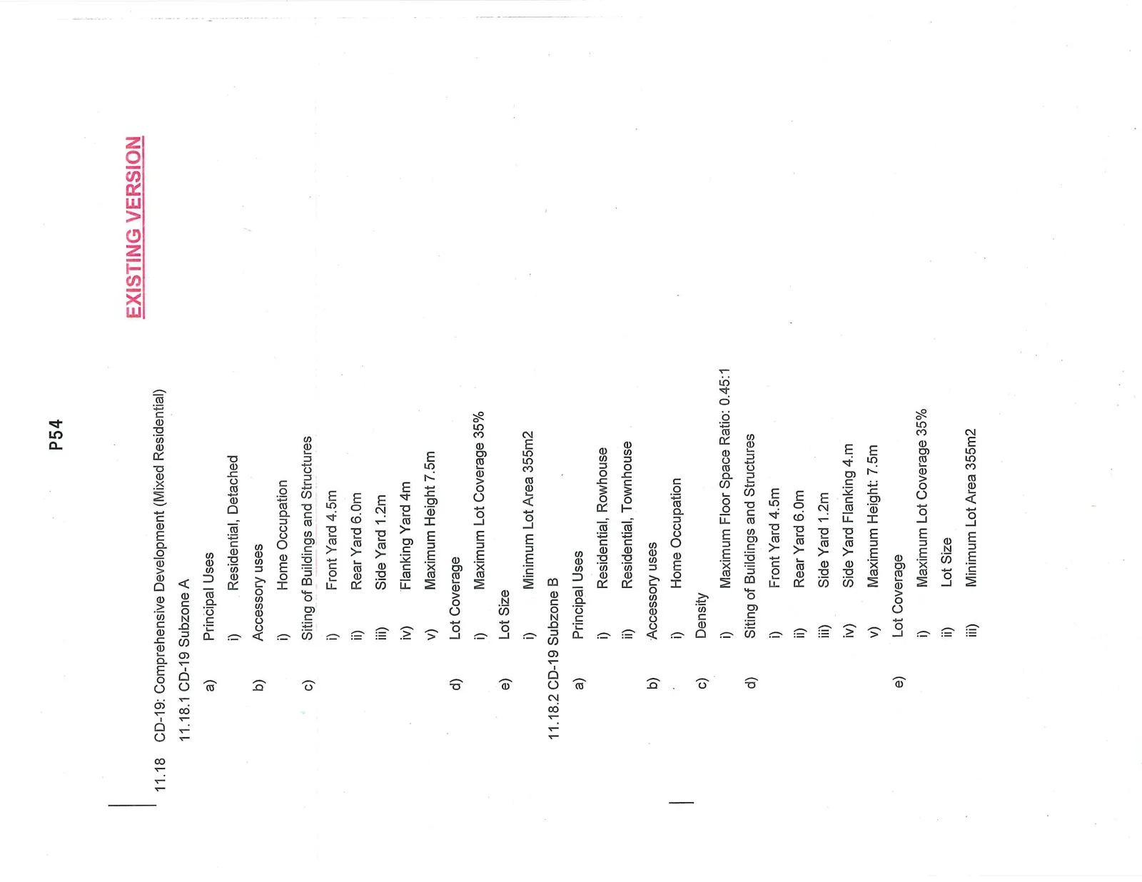 Existing Version of CD-19 zoning regulations