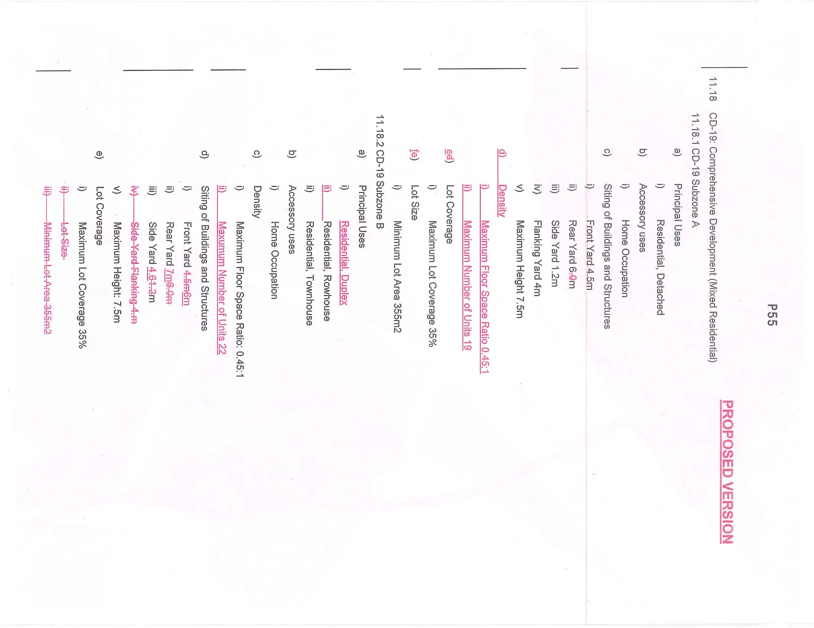Proposed Version of CD-19 zoning regulations with redline changes