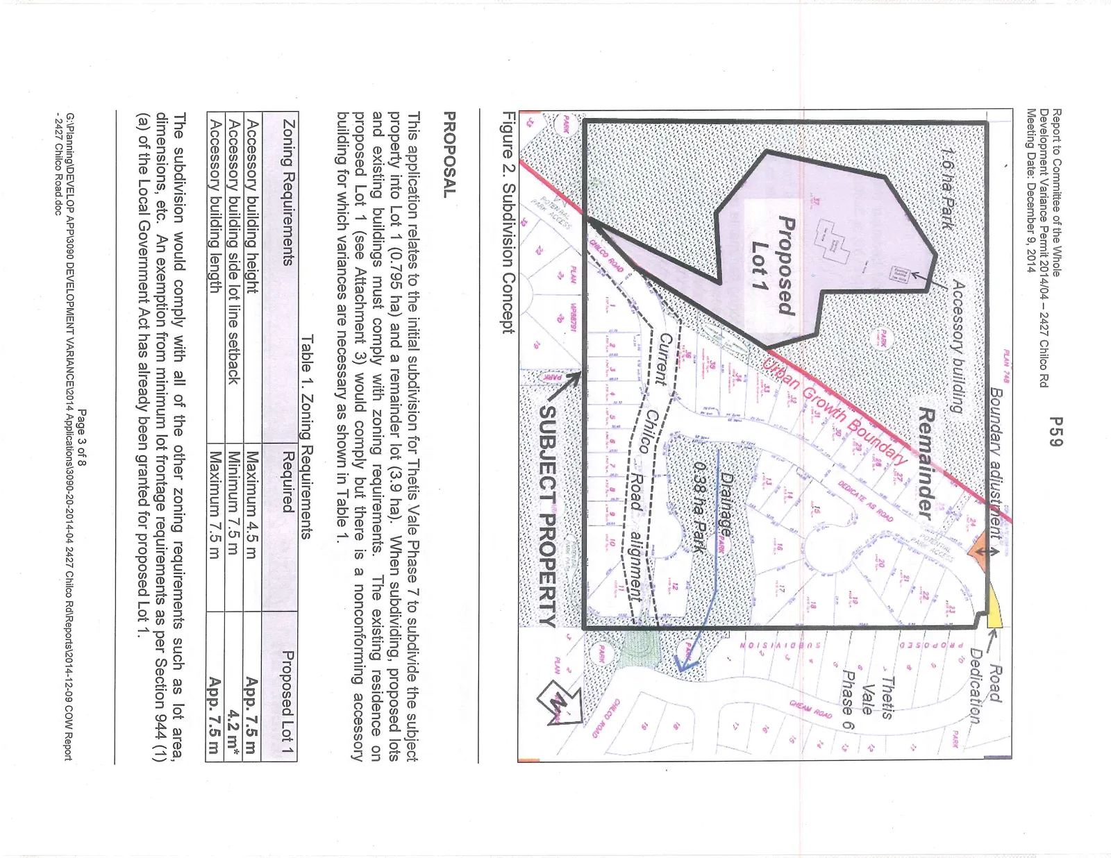 Figure 2. Subdivision Concept map illustrating Proposed Lot 1, Remainder lot, boundary adjustments, and the location of the accessory building.