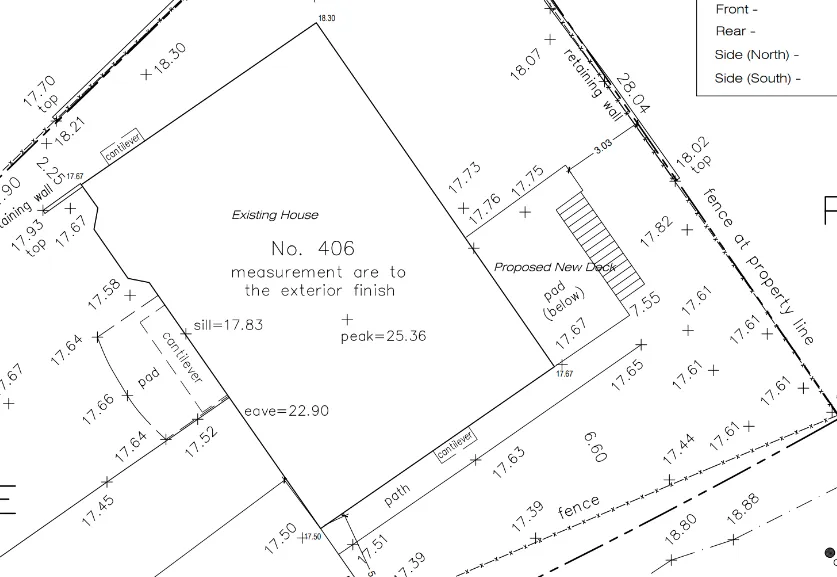 Site Plan showing the proposed new deck