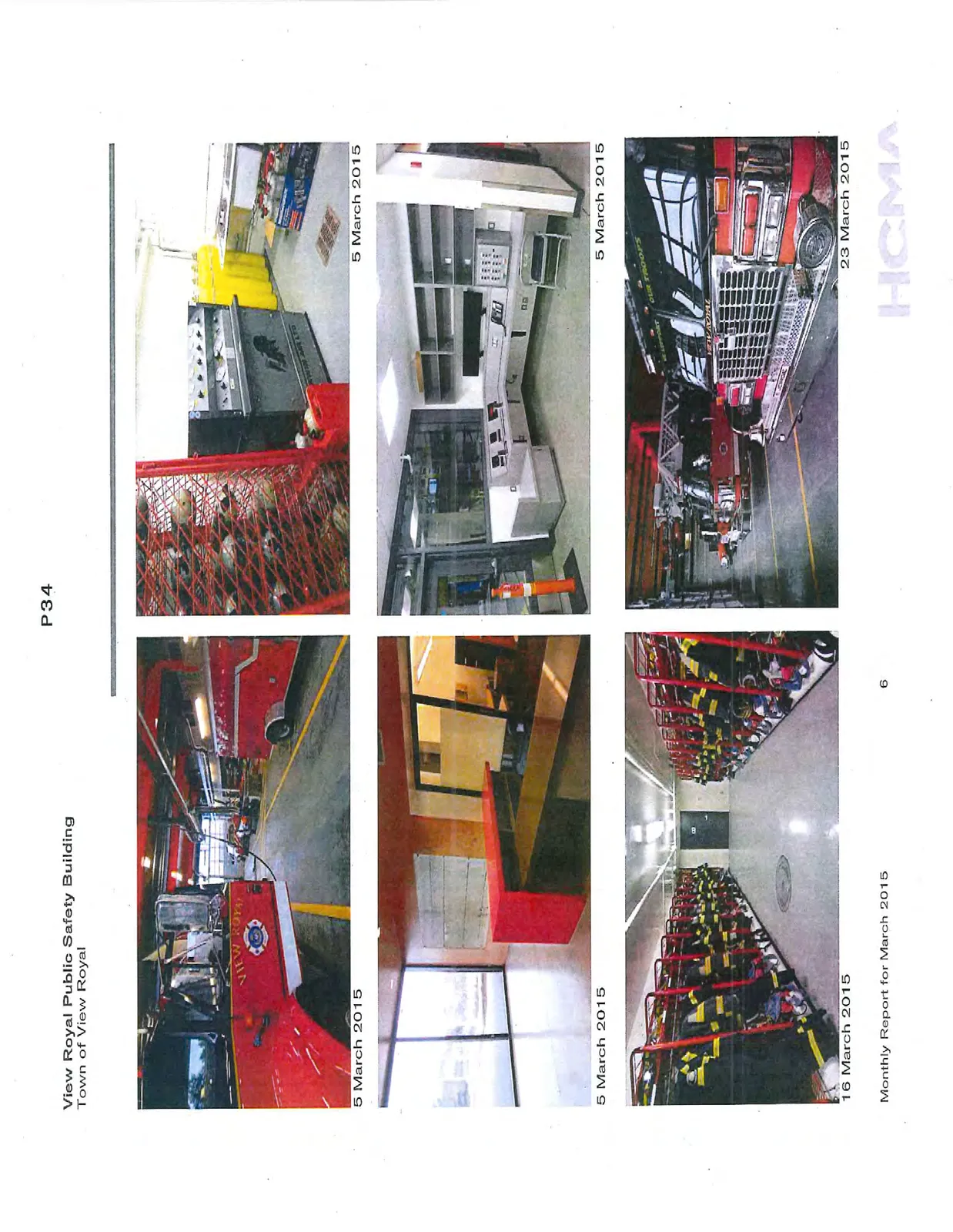 Interior view of the empty apparatus bay with yellow floor markings, 5 March 2015