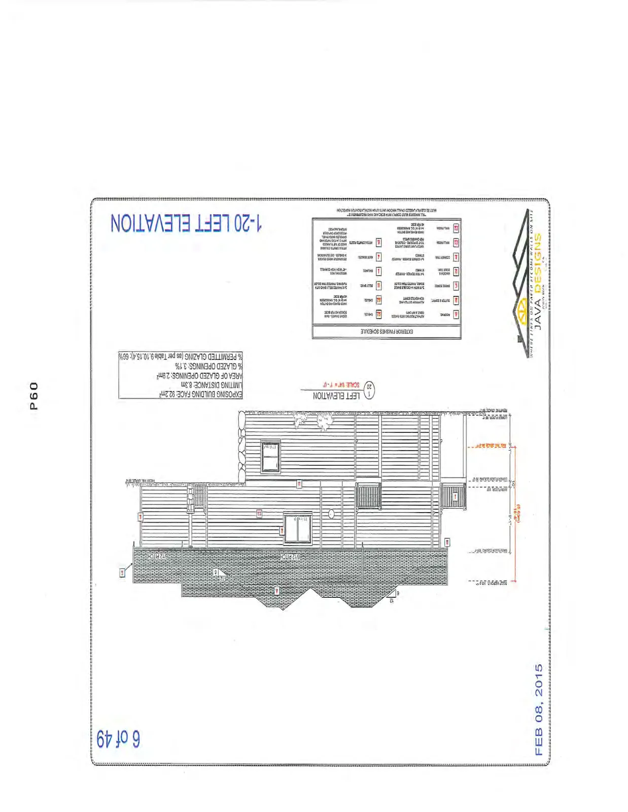 1-20 Left Elevation rendering showing building side profile and window placement.