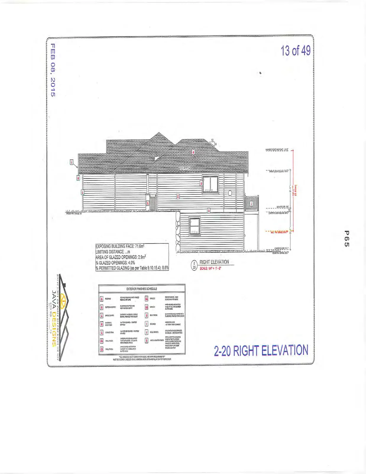 2-20 Right Elevation showing building side profile.