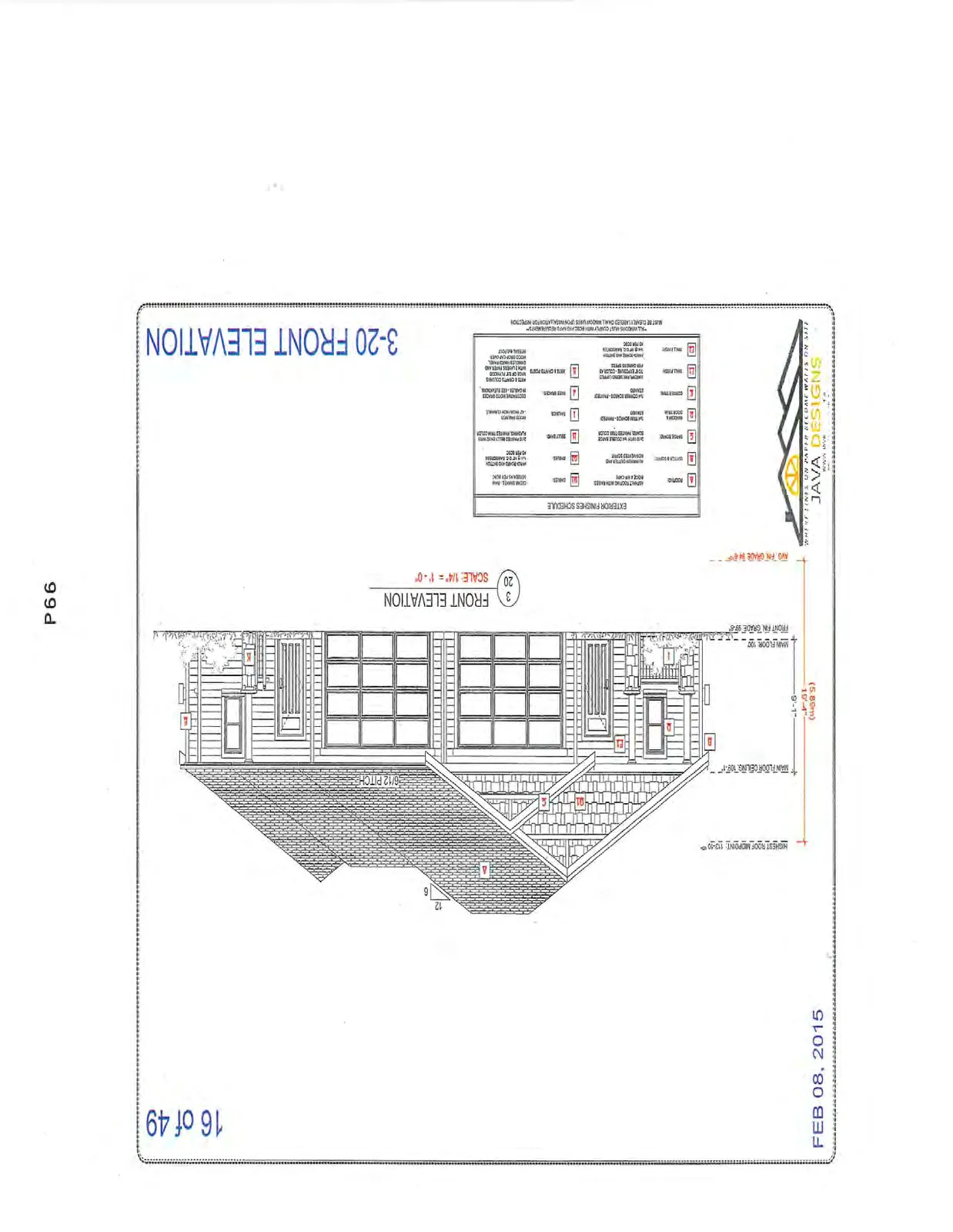 3-20 Front Elevation showing dual garage entry architectural design.