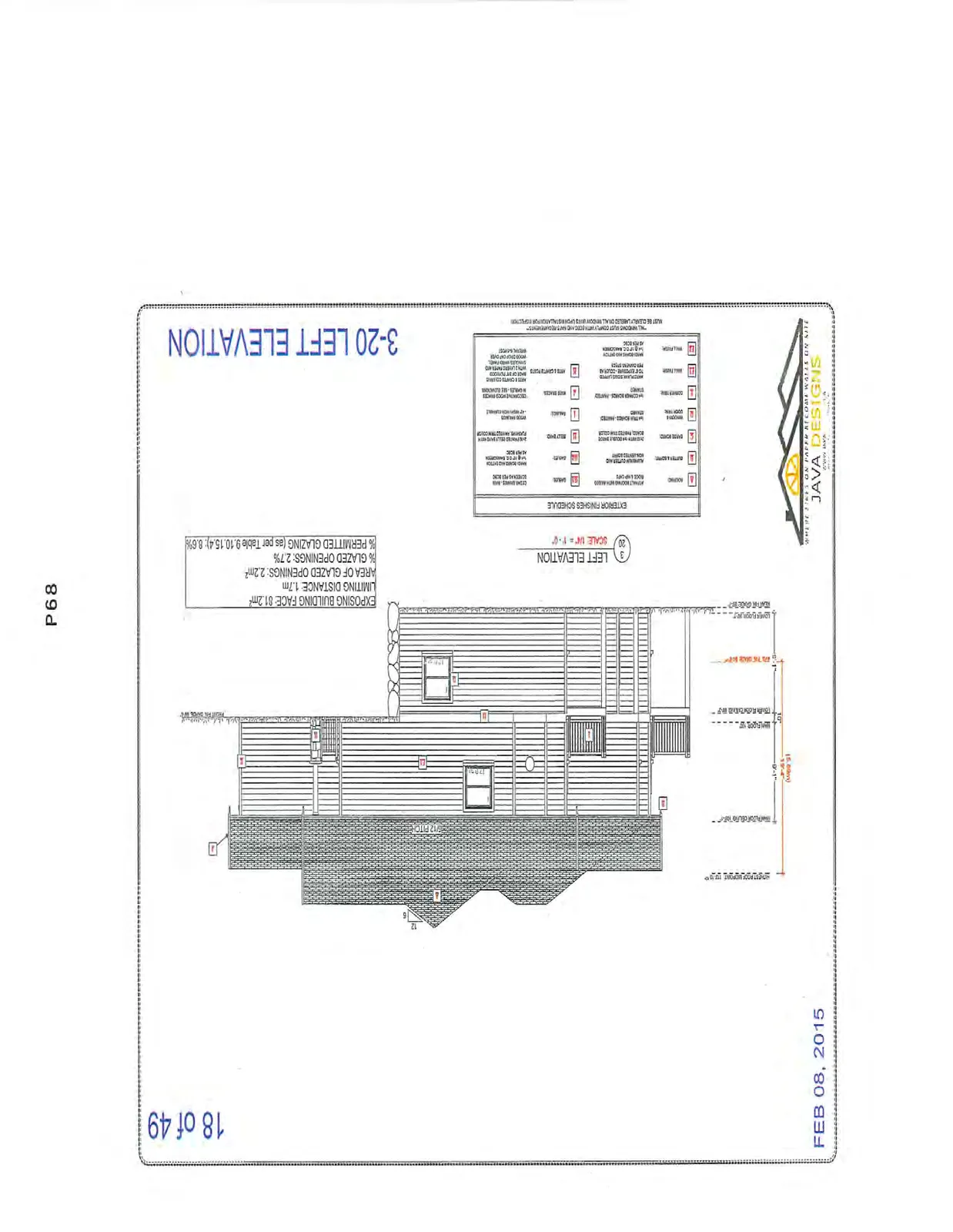 3-20 Left Elevation showing building side profile.