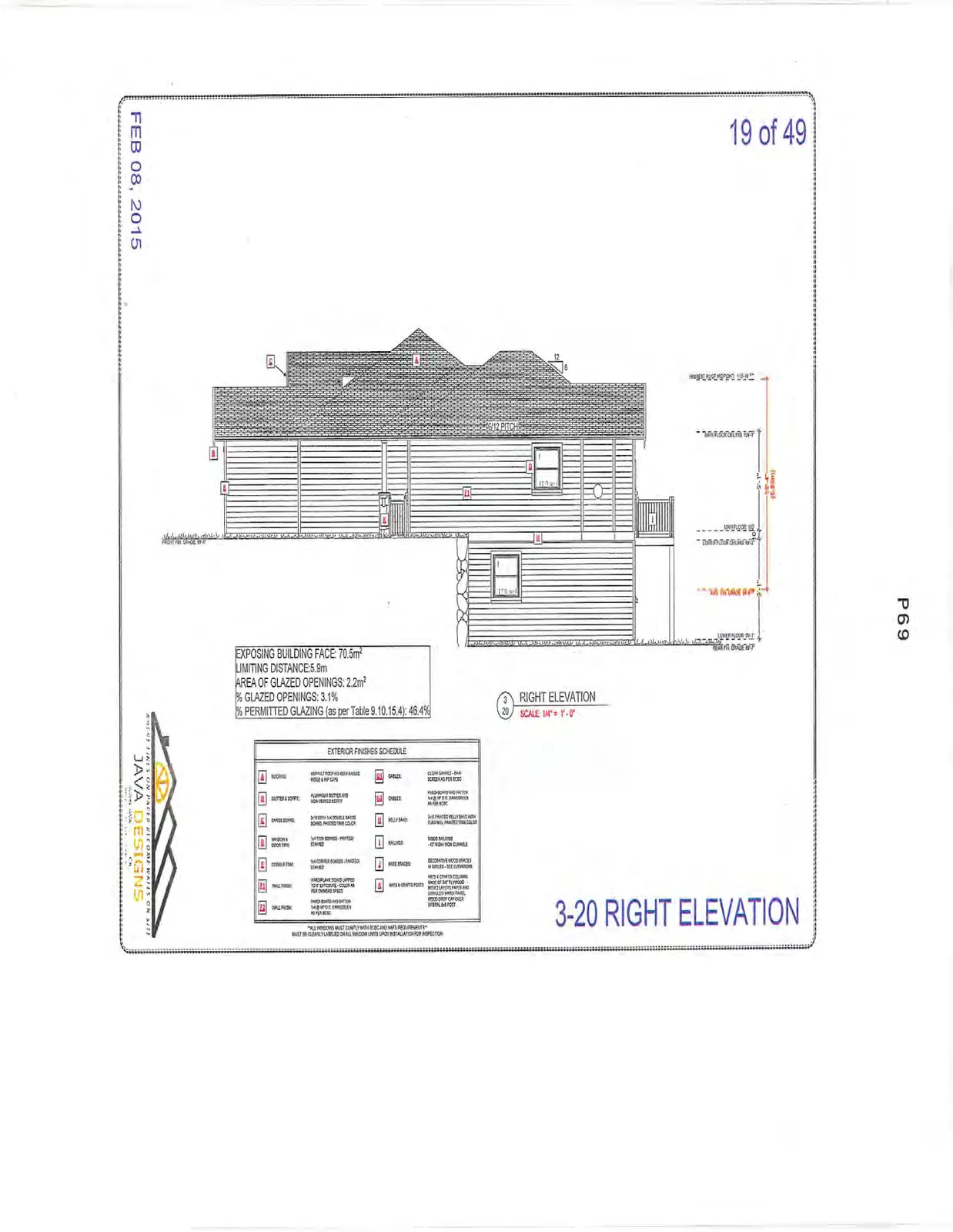 3-20 Right Elevation showing building side profile.