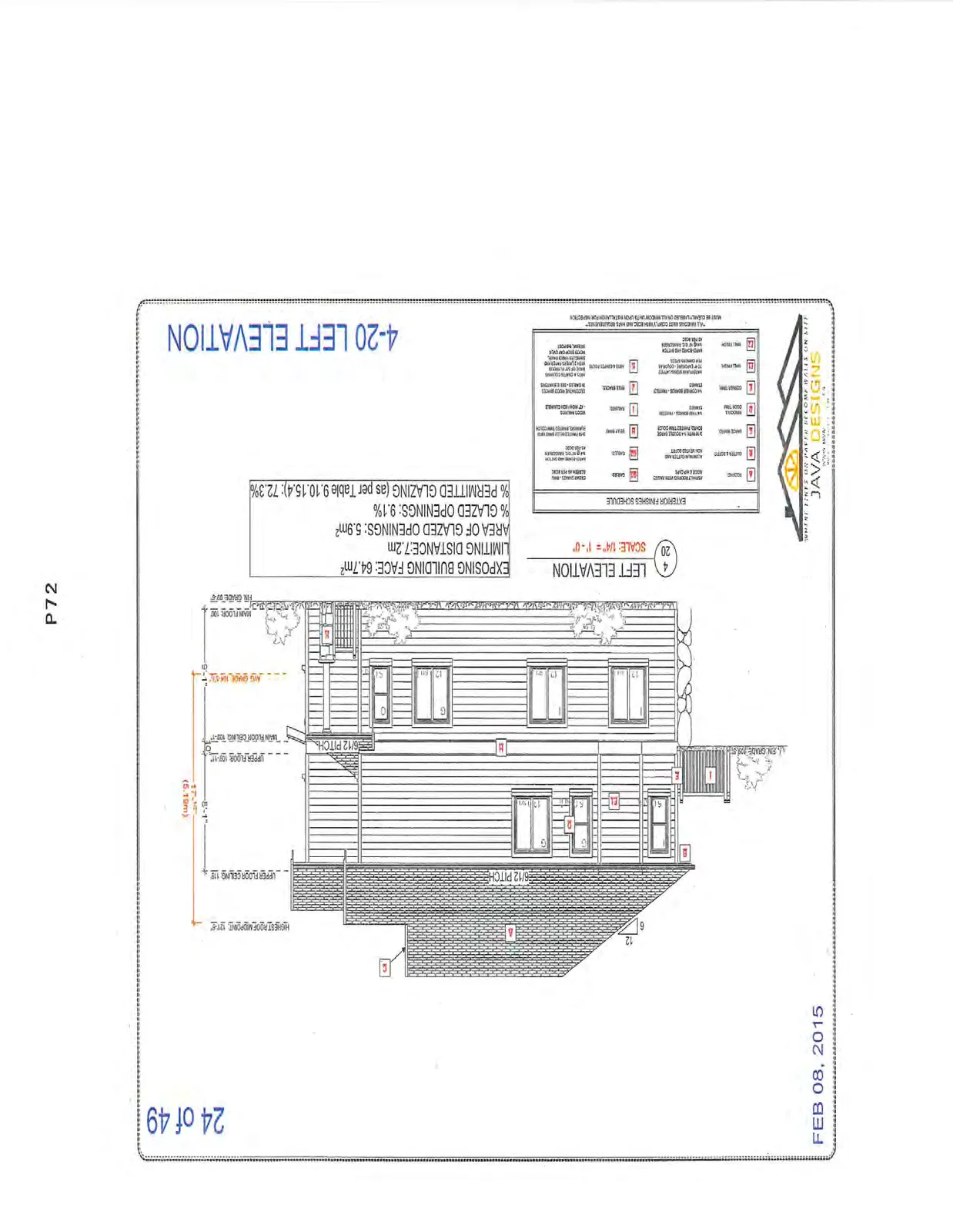 4-20 Left Elevation showing building side profile.