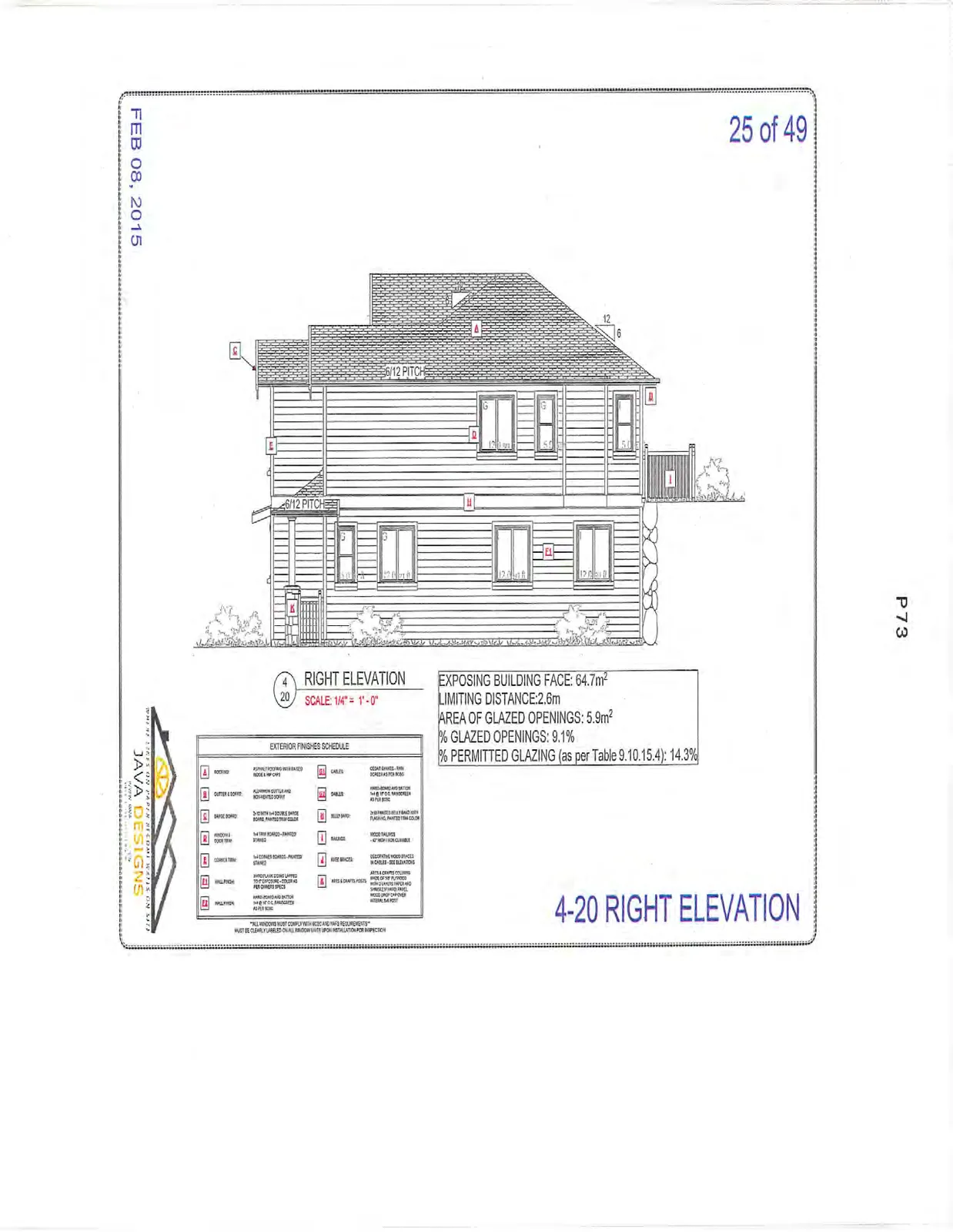 4-20 Right Elevation showing building side profile.