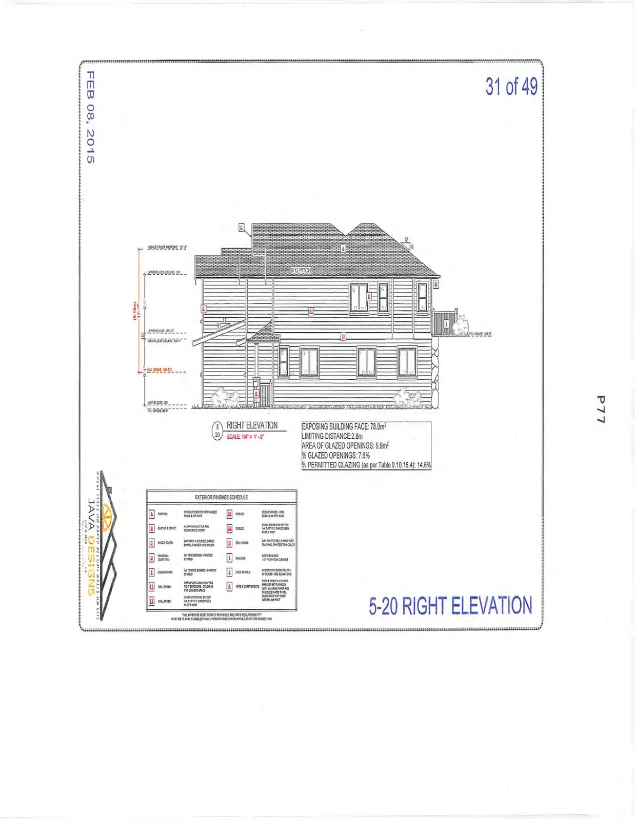 5-20 Right Elevation showing building side profile.