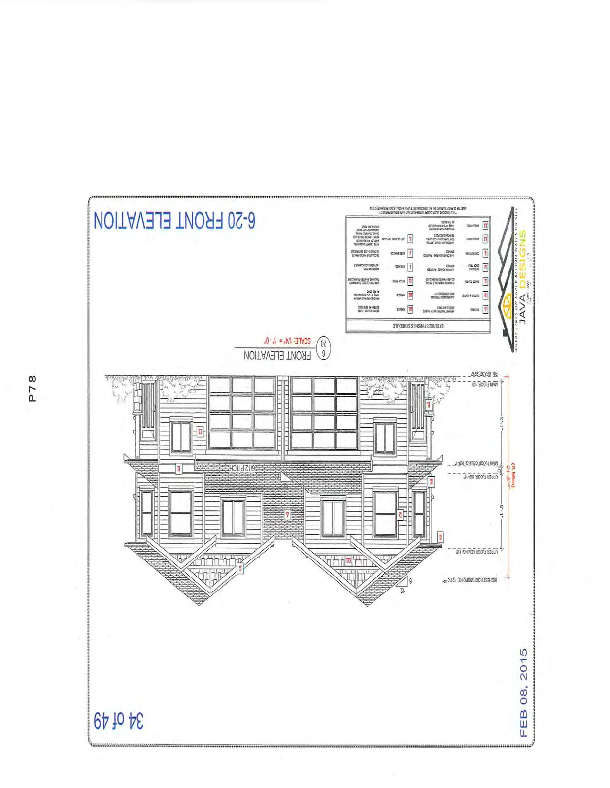 6-20 Front Elevation showing architectural rendering.