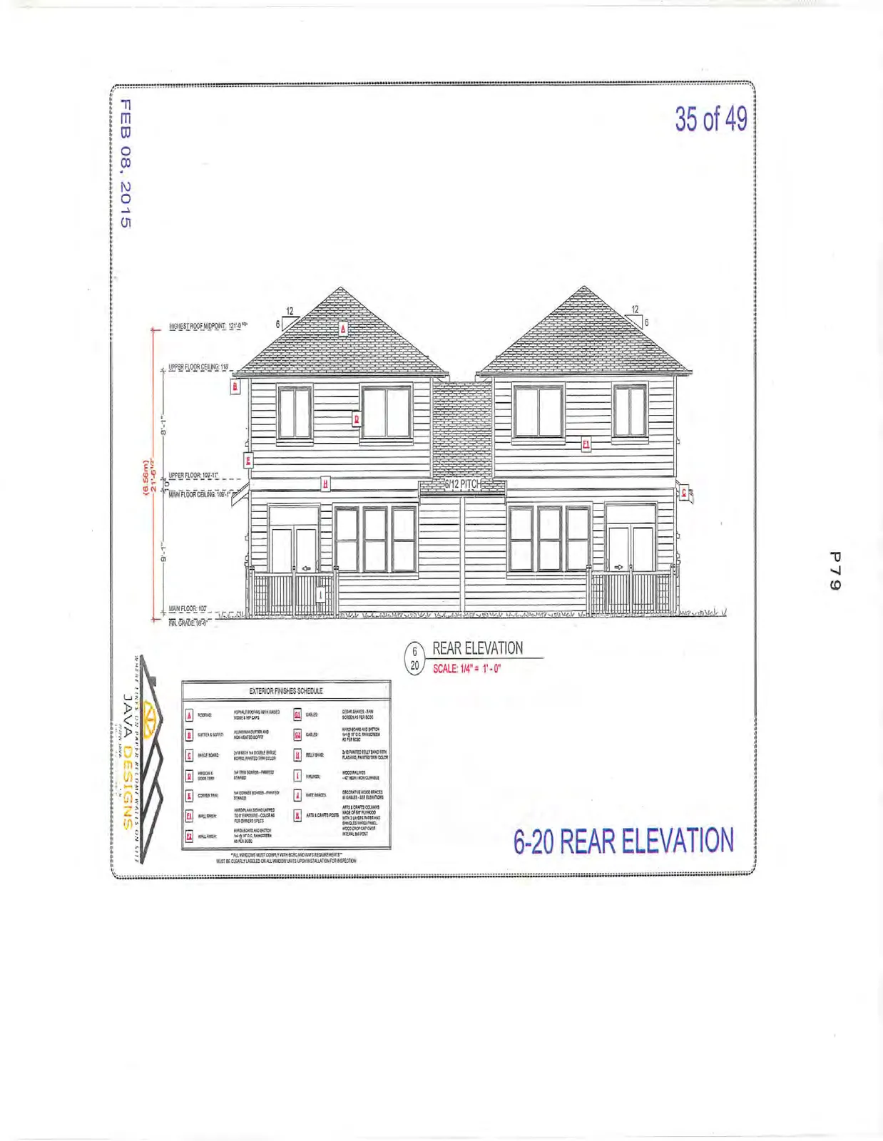 6-20 Rear Elevation showing architectural rendering.