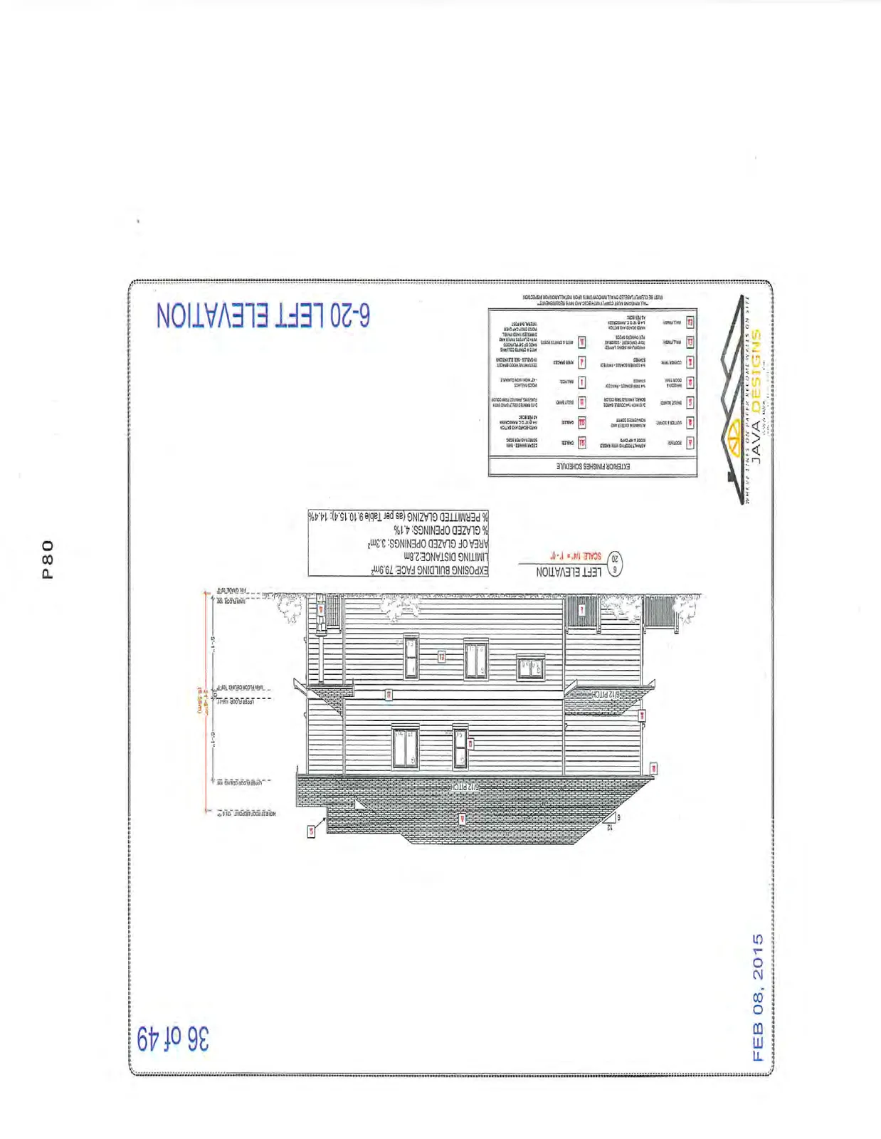 6-20 Left Elevation showing building side profile.