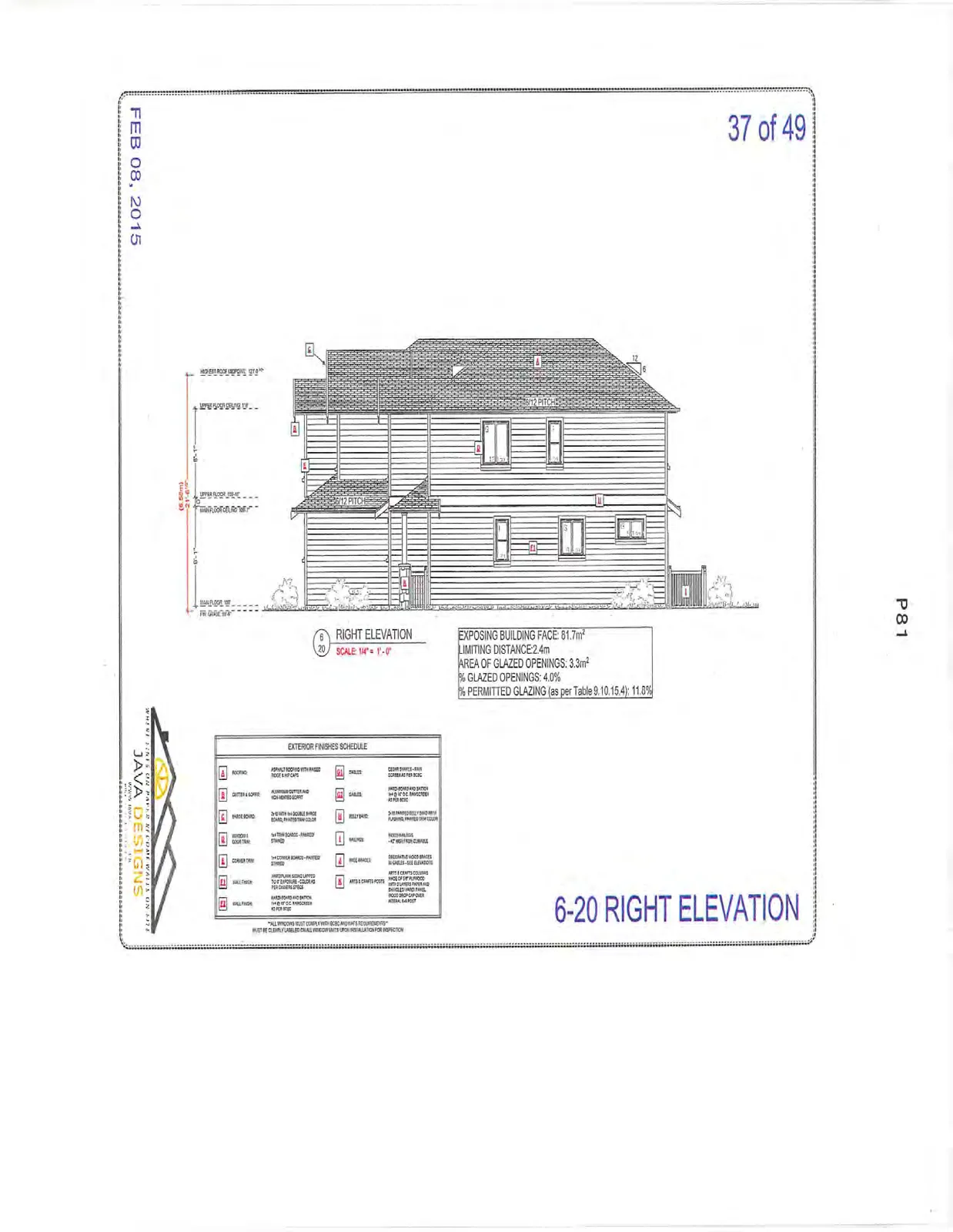 6-20 Right Elevation showing building side profile.