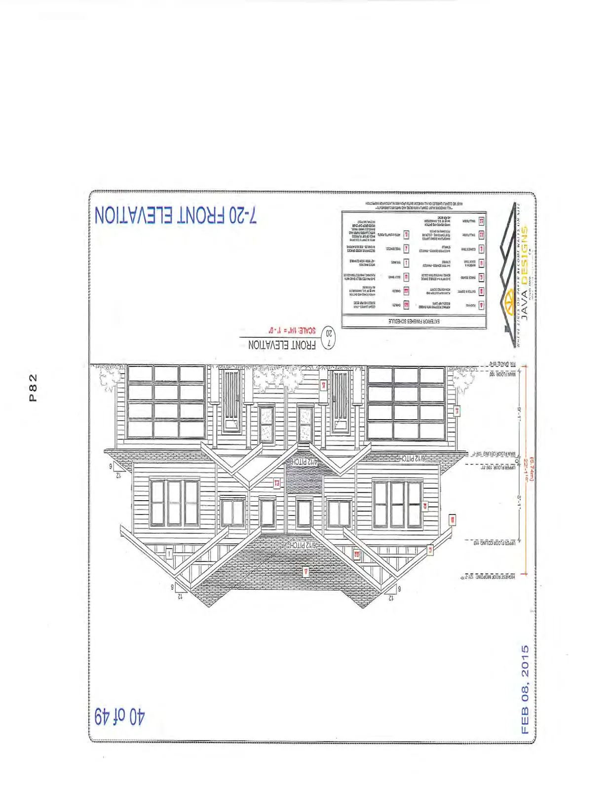 7-20 Front Elevation showing architectural design.
