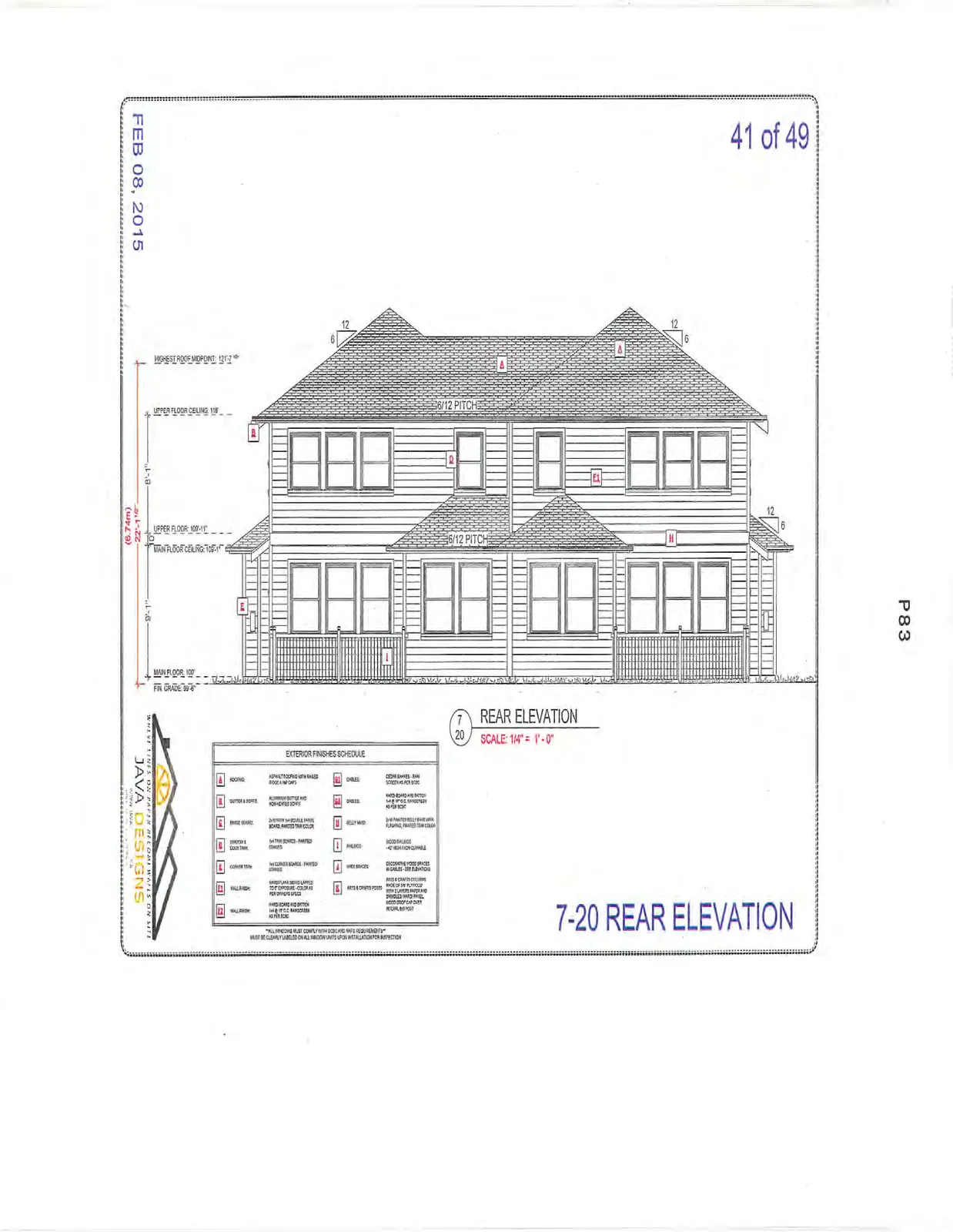 7-20 Rear Elevation showing architectural design.