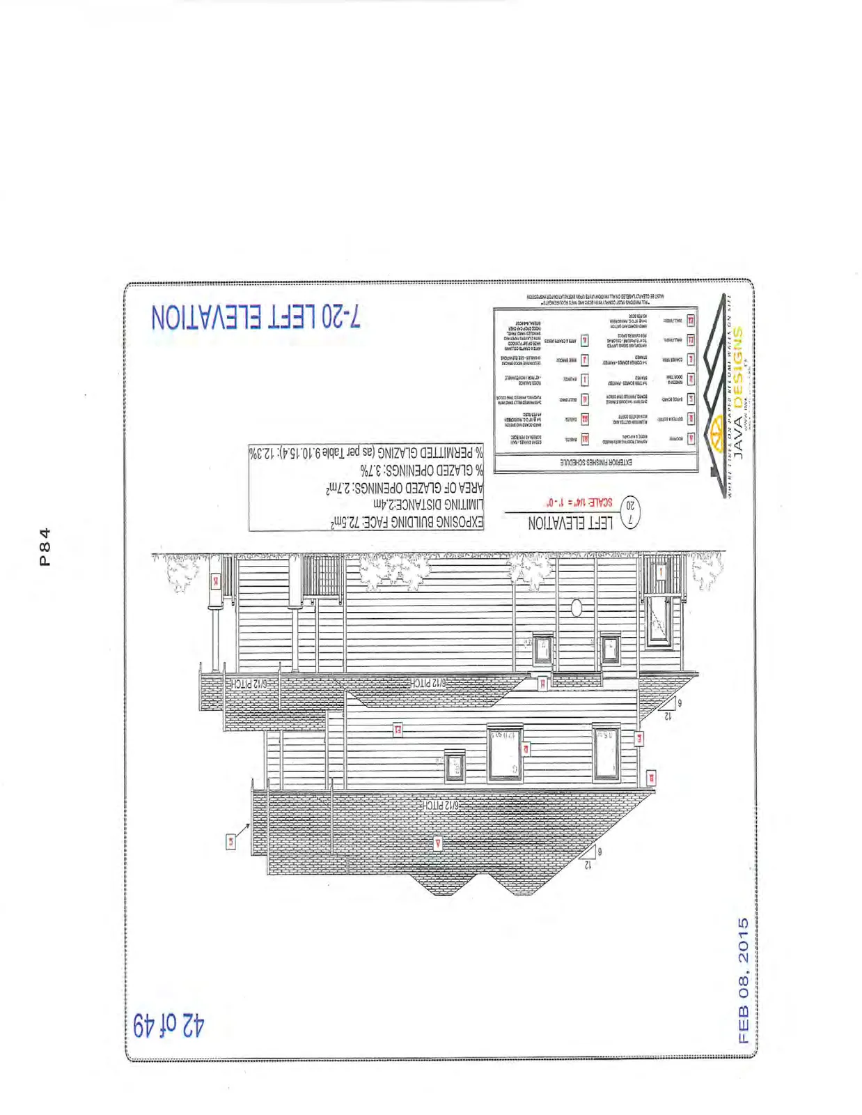 7-20 Left Elevation showing building side profile.