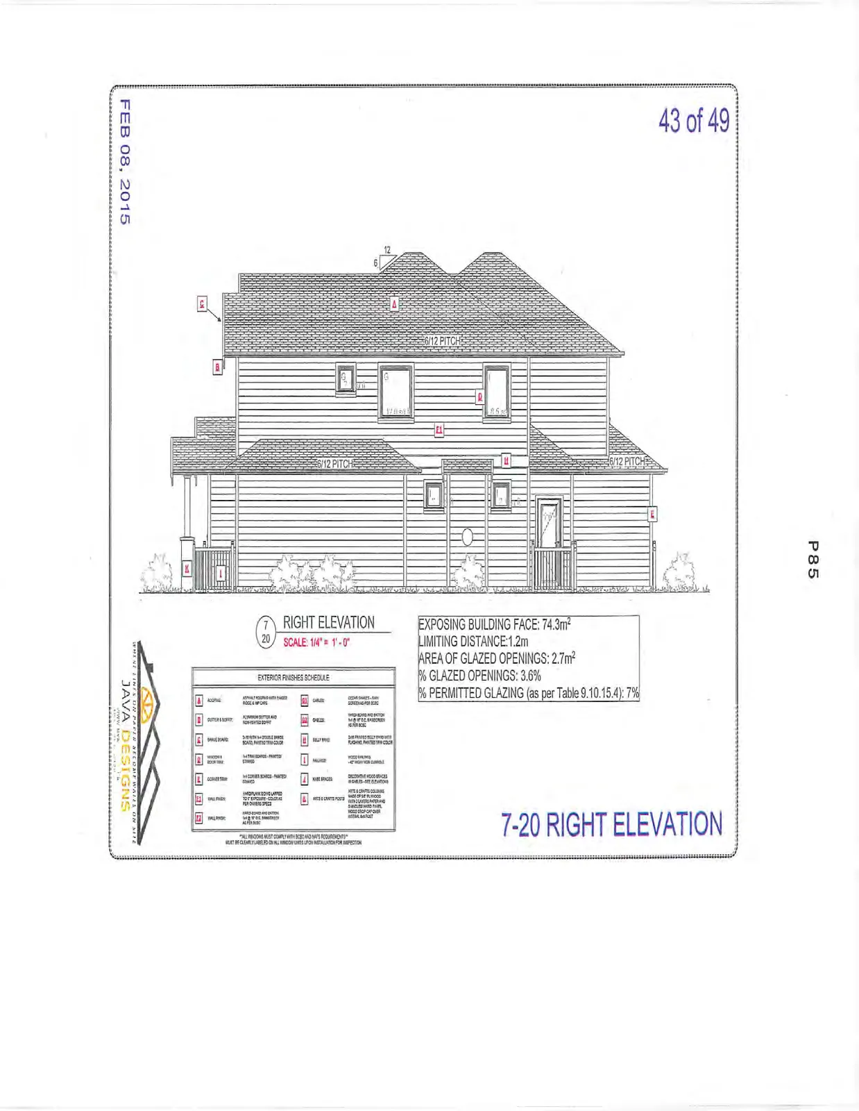 7-20 Right Elevation showing building side profile.