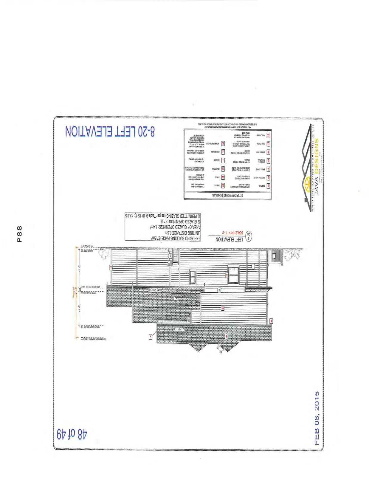 8-20 Left Elevation showing building side profile.
