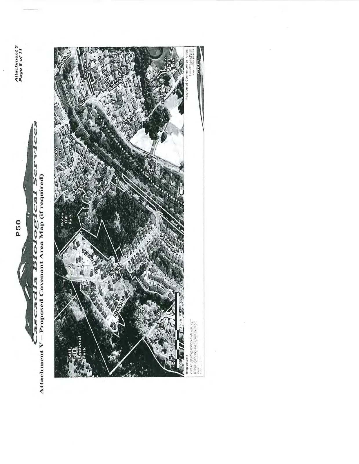 Aerial map showing the proposed covenant area along the property boundary