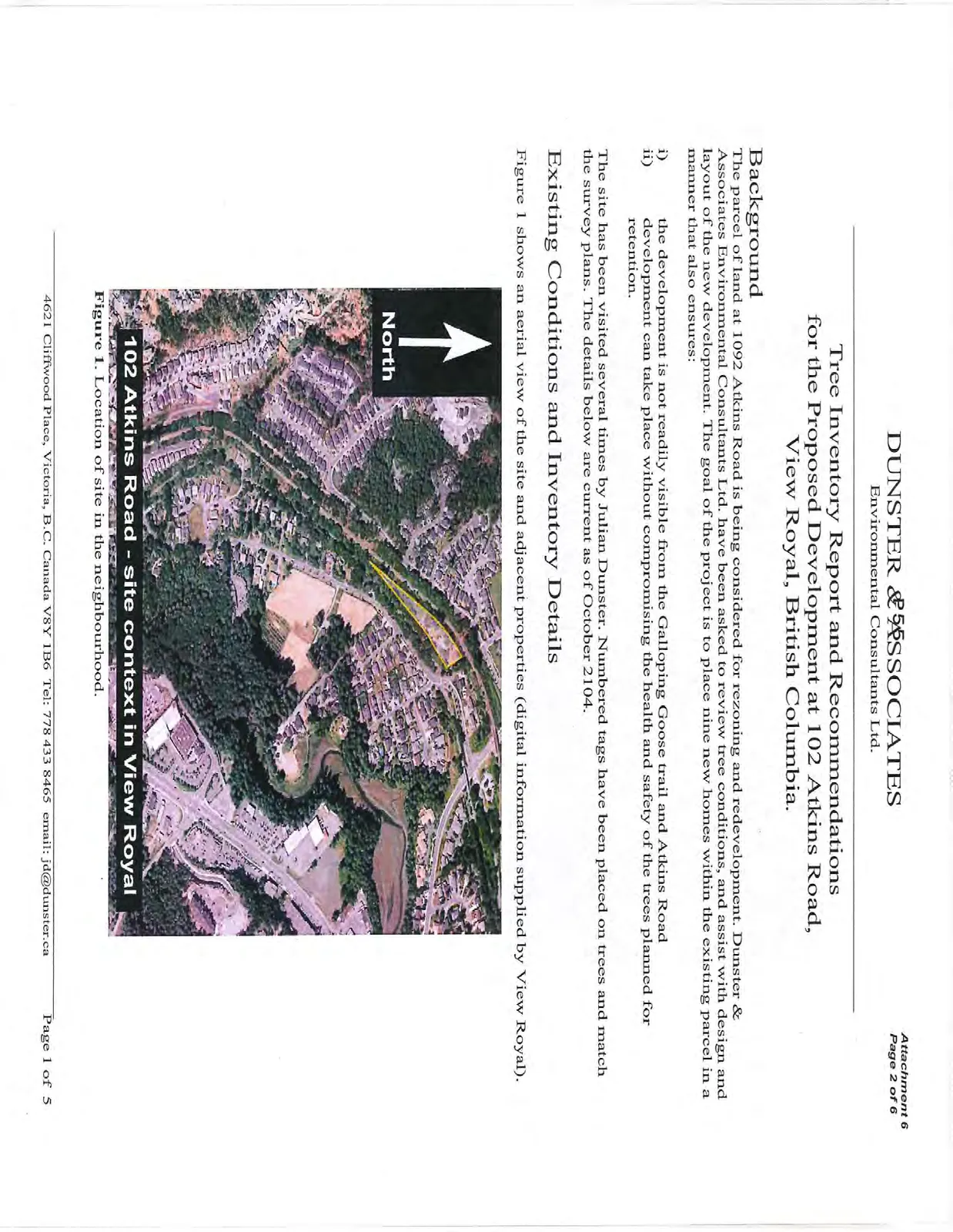 Aerial view of the site context in View Royal showing the location of the neighbourhood.