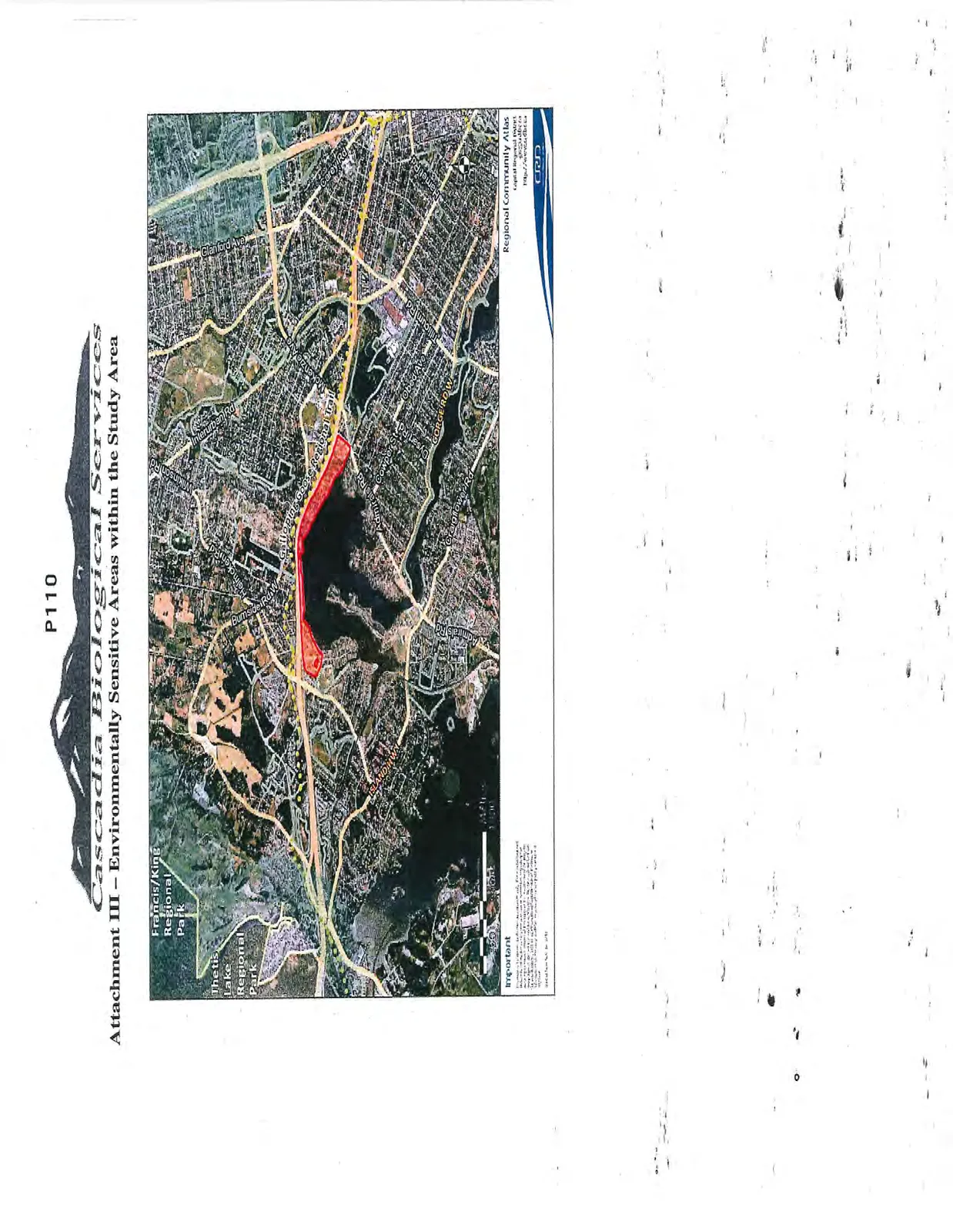 Map showing Environmentally Sensitive Areas within the study area including Portage Inlet