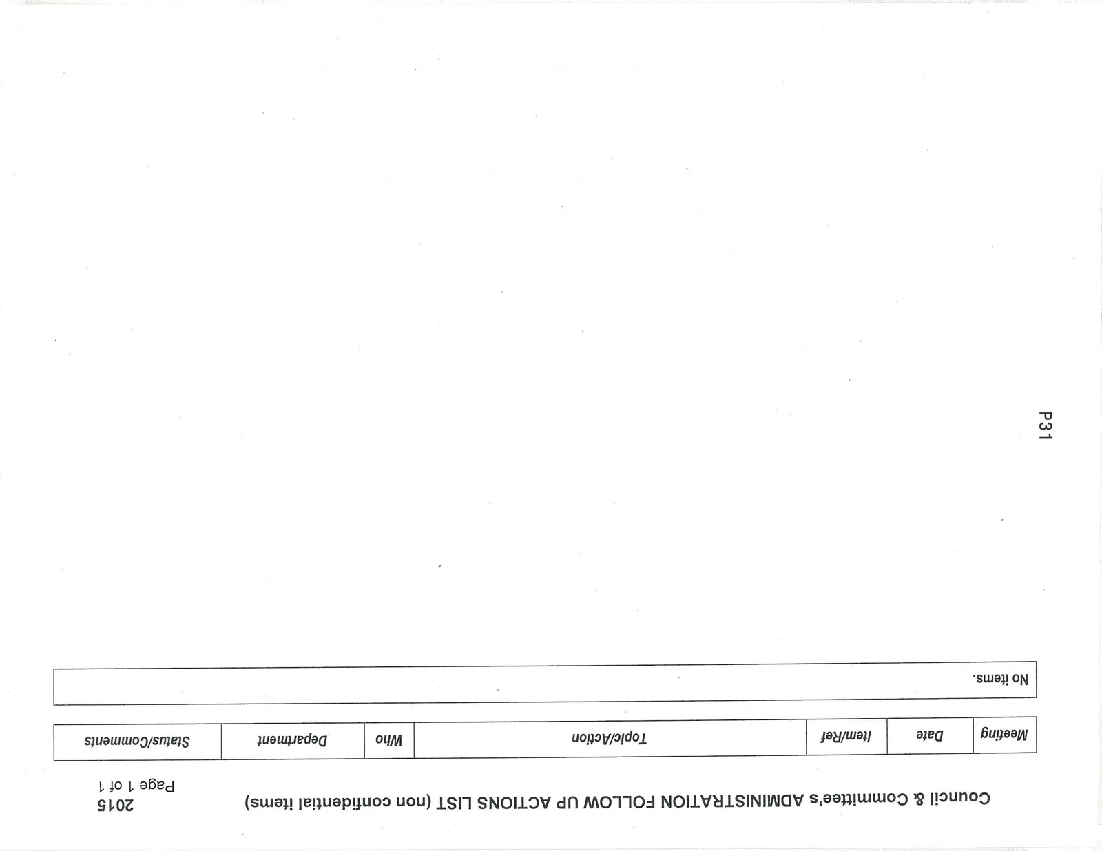 Administration Follow Up Actions List 2015
