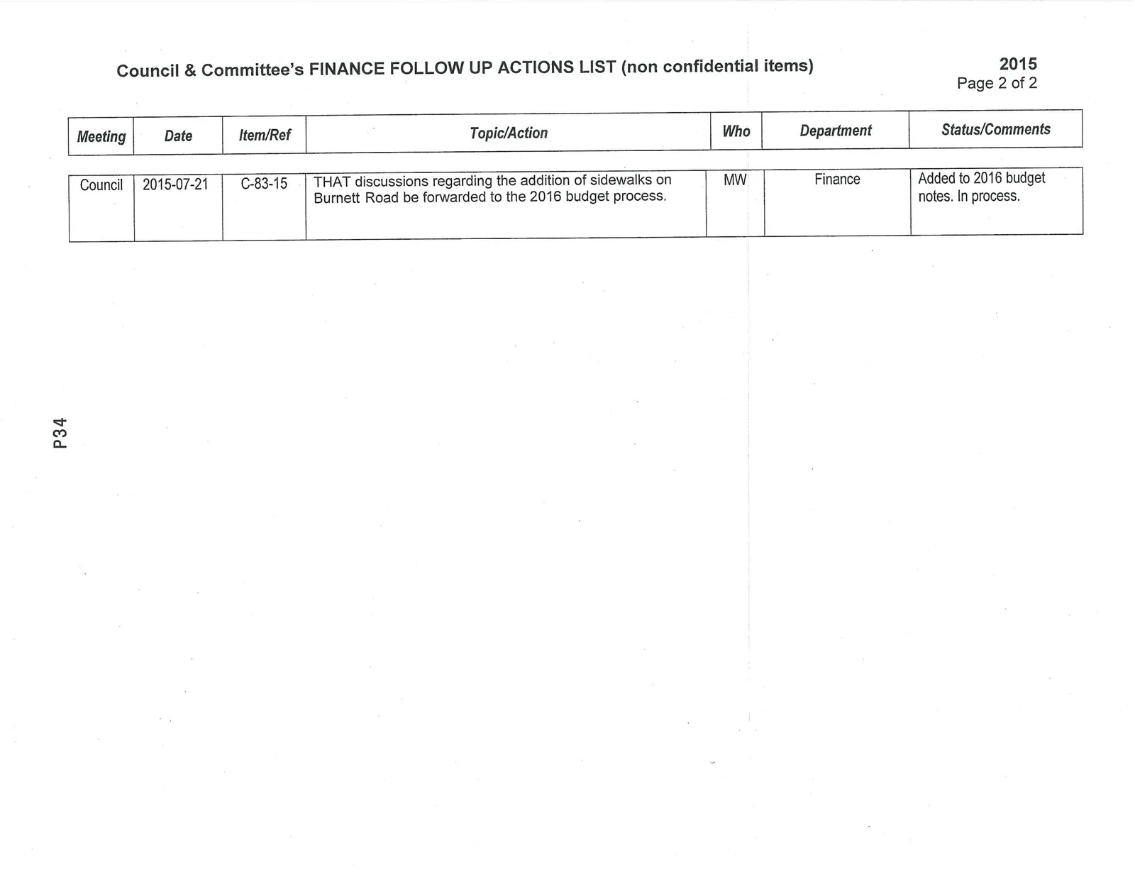 Finance Follow Up Actions List 2015 - Page 2