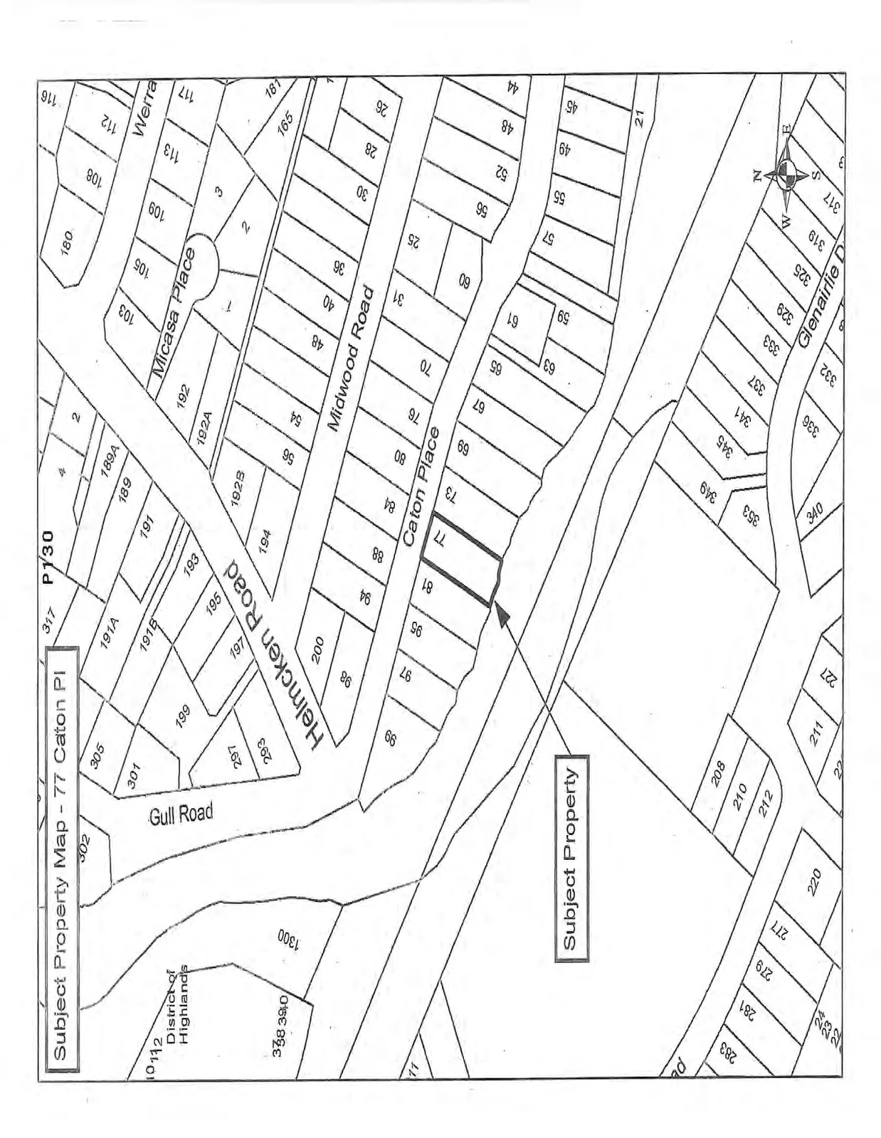 Subject Property Map - 77 Caton Pl showing lot 77 and surrounding parcels