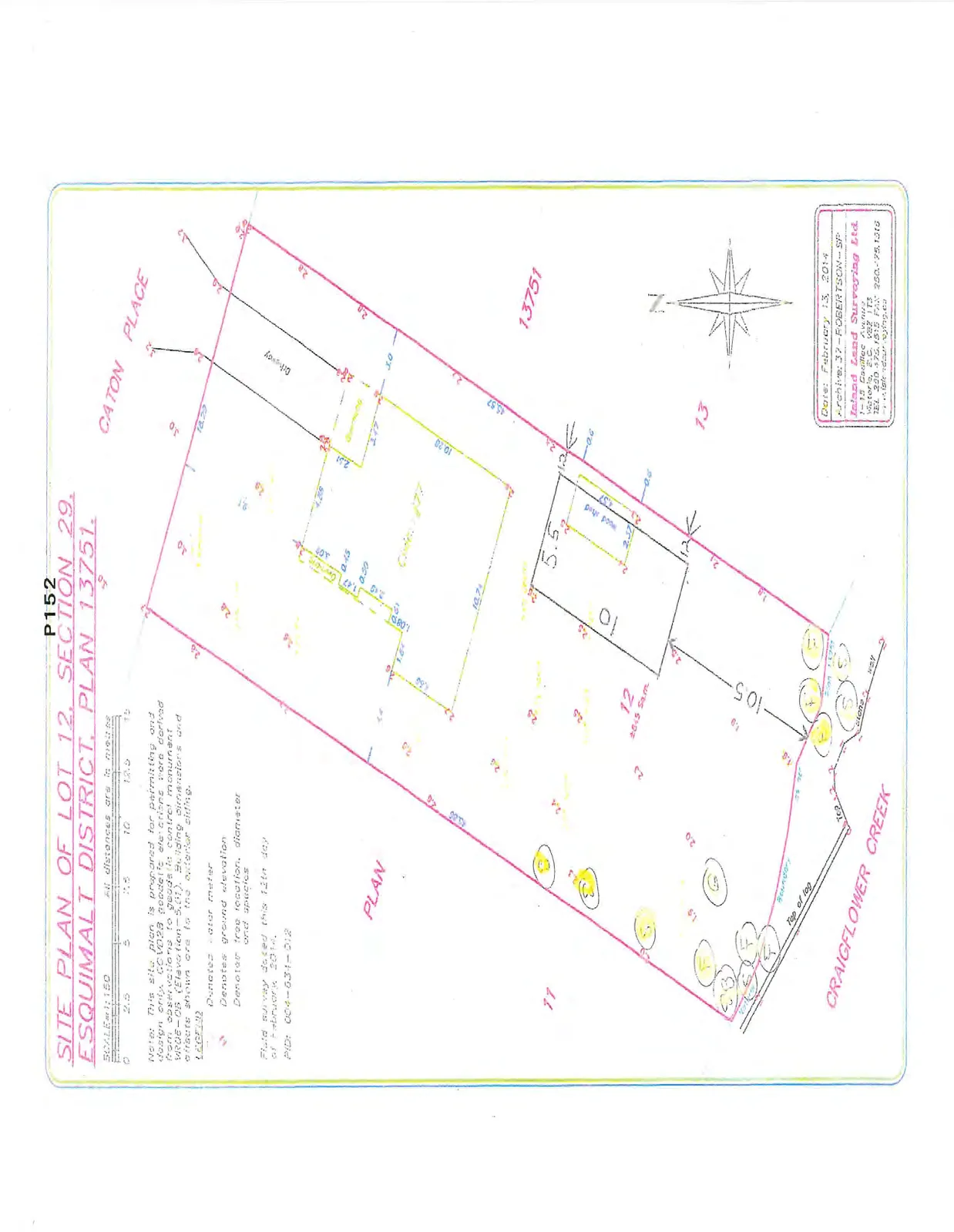 Site plan for restoration showing locations for planting native species (S, SB, F, G)