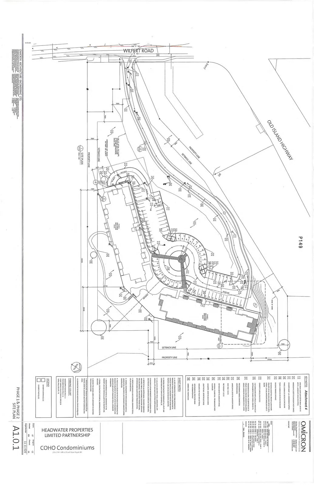 Comprehensive site plan for Phase 1 and Phase 2 located between Wilfert Road and Old Island Highway